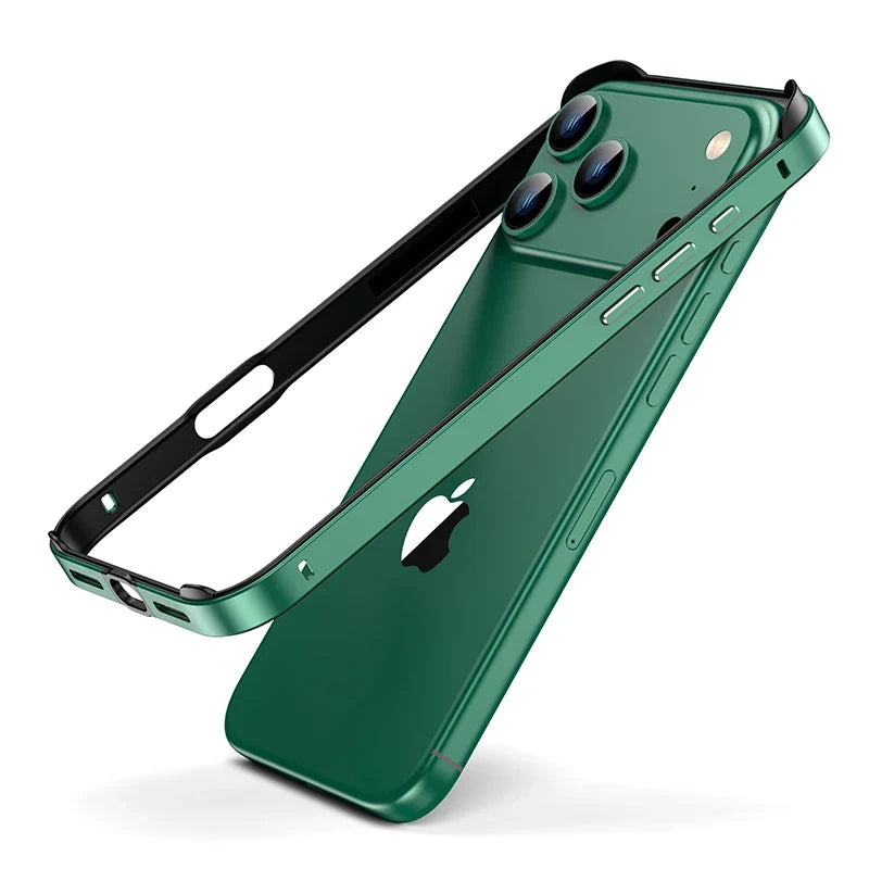 Aluminum iPhone Bumper Case – Raised Corner Guard, Wireless Charging Compatible, Precision Button Cutouts for 17/16/15 Series | Thomler