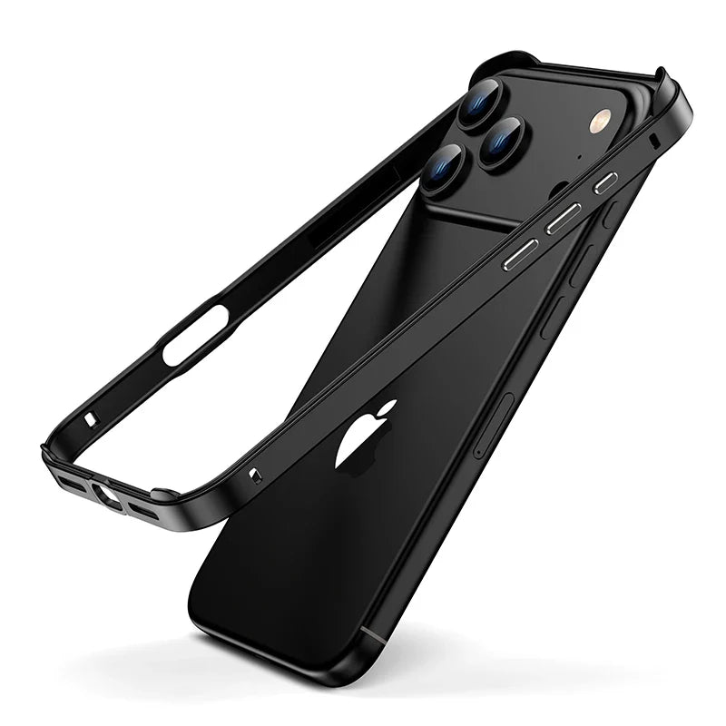 Aluminum iPhone Bumper Case – Raised Corner Guard, Wireless Charging Compatible, Precision Button Cutouts for 17/16/15 Series | Thomler