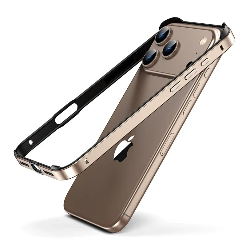 Aluminum iPhone Bumper Case – Raised Corner Guard, Wireless Charging Compatible, Precision Button Cutouts for 17/16/15 Series | Thomler
