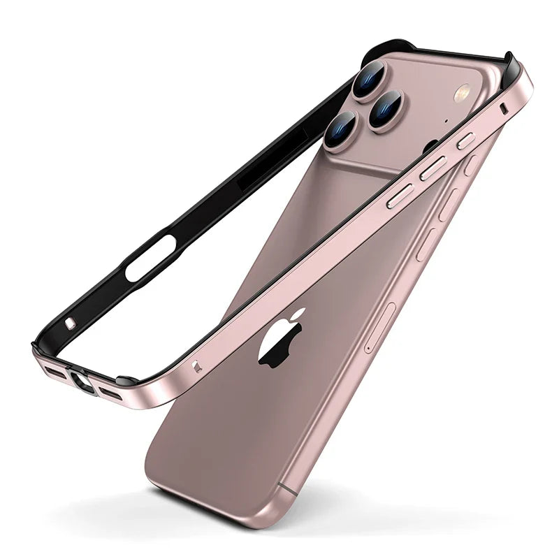 Aluminum iPhone Bumper Case – Raised Corner Guard, Wireless Charging Compatible, Precision Button Cutouts for 17/16/15 Series | Thomler