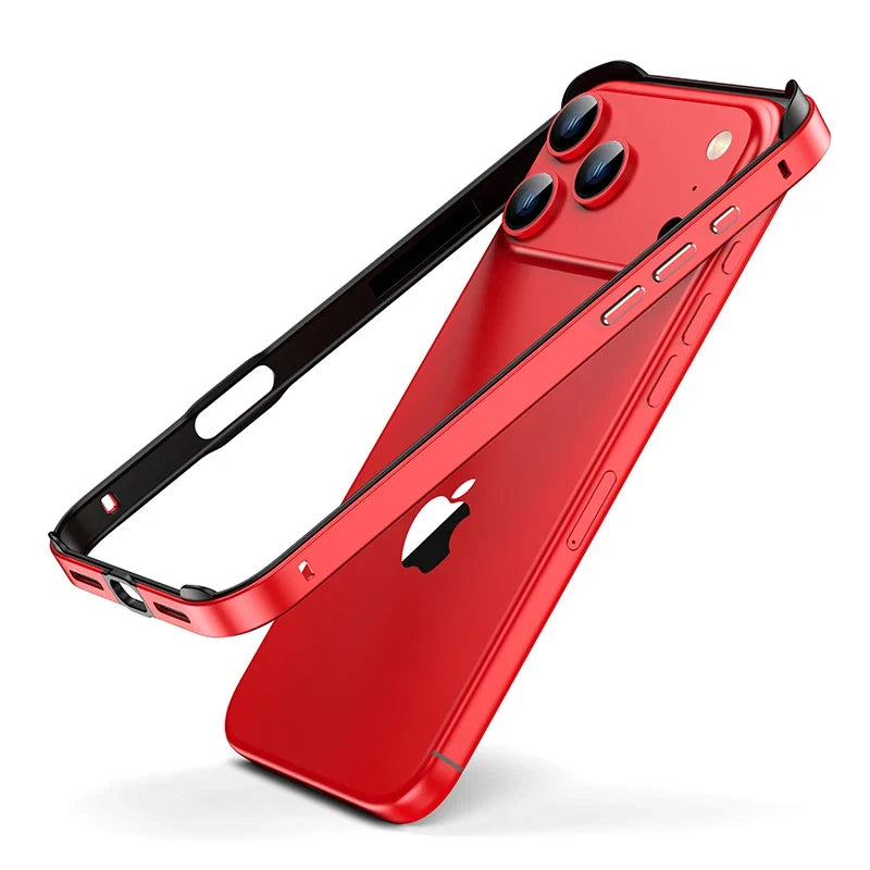 Aluminum iPhone Bumper Case – Raised Corner Guard, Wireless Charging Compatible, Precision Button Cutouts for 17/16/15 Series | Thomler