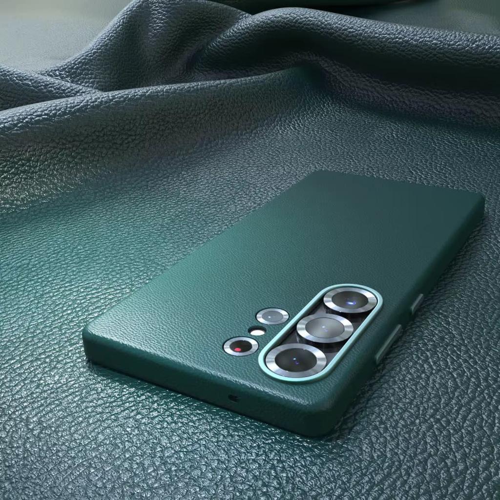 Leather Phone Case for Samsung Galaxy S25 S24 S23 S22 S21 Ultra Plus – Shockproof Protective Cover with Raised Edges for Screen and Camera | Thomler