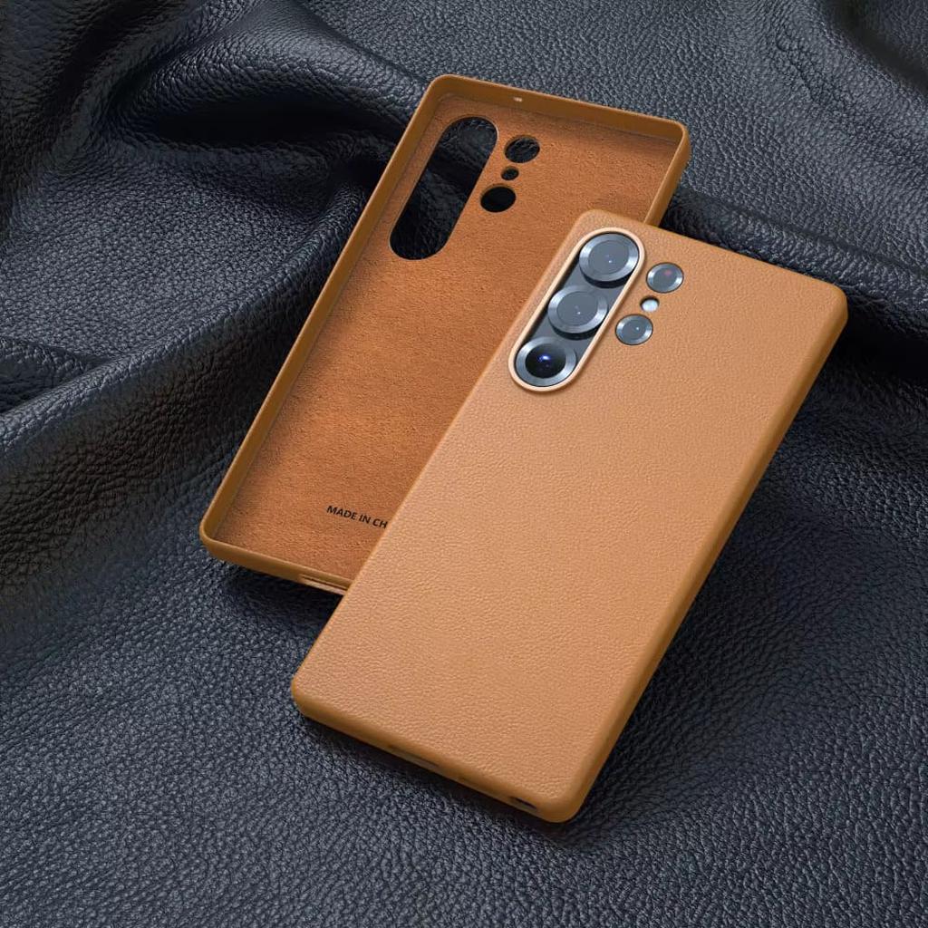 Leather Phone Case for Samsung Galaxy S25 S24 S23 S22 S21 Ultra Plus – Shockproof Protective Cover with Raised Edges for Screen and Camera | Thomler