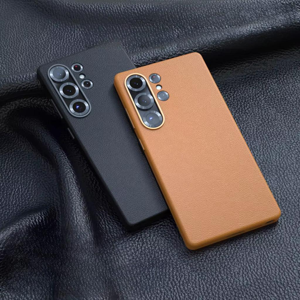 Leather Phone Case for Samsung Galaxy S25 S24 S23 S22 S21 Ultra Plus – Shockproof Protective Cover with Raised Edges for Screen and Camera | Thomler