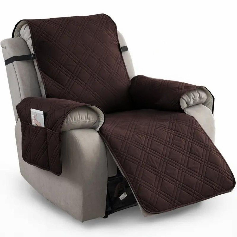 Recliner Chair Cover Waterproof Quilted Throw Protector with Side Pocket Non-Slip Furniture Slipcover for Living Room Sofa Shield | Thomler