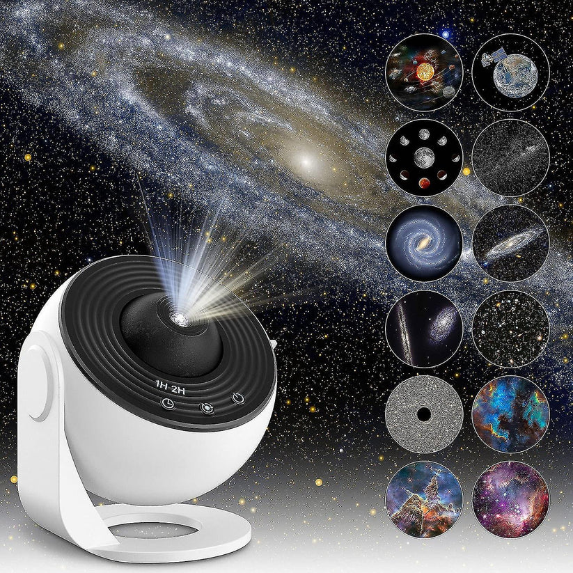 Galaxy Star Projector Night Light with 12 Constellation Slides for Bedroom Ceiling & Walls | USB Rechargeable LED Astronomy Lamp for Kids | Thomler