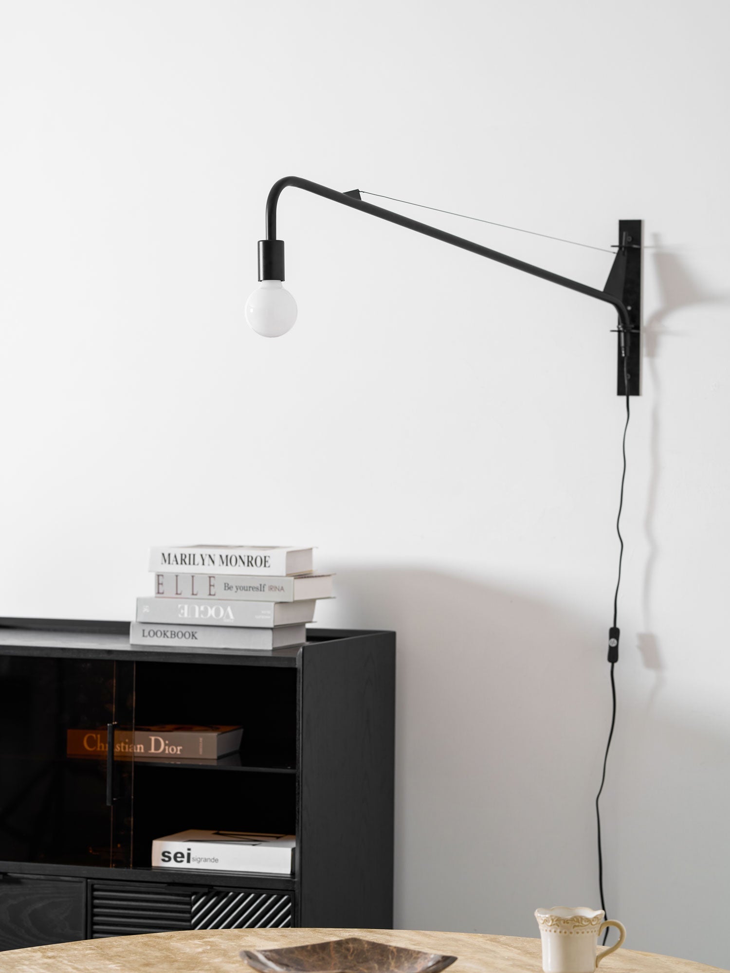 Wall Lamp Iron 43.3 in Adjustable Minimalist Living Room Office Coffee Shop Lighting | Thomler