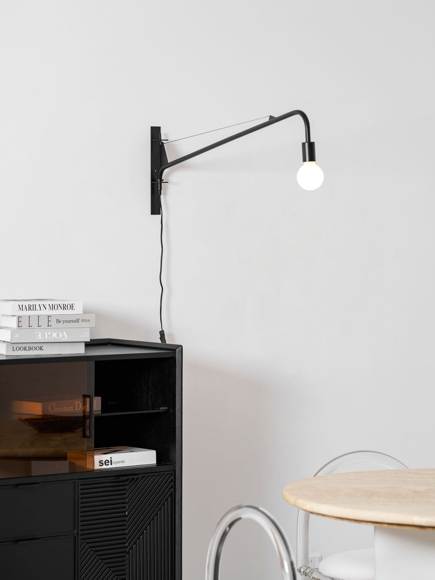 Wall Lamp Iron 43.3 in Adjustable Minimalist Living Room Office Coffee Shop Lighting | Thomler