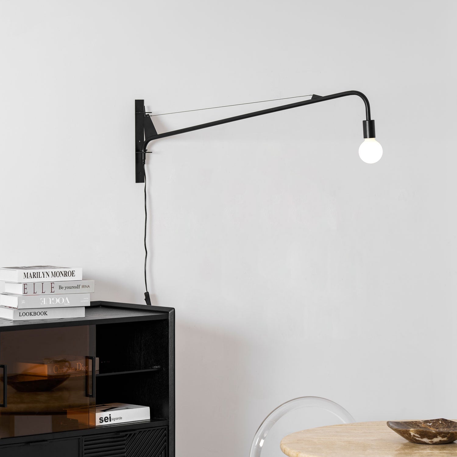 Wall Lamp Iron 43.3 in Adjustable Minimalist Living Room Office Coffee Shop Lighting | Thomler