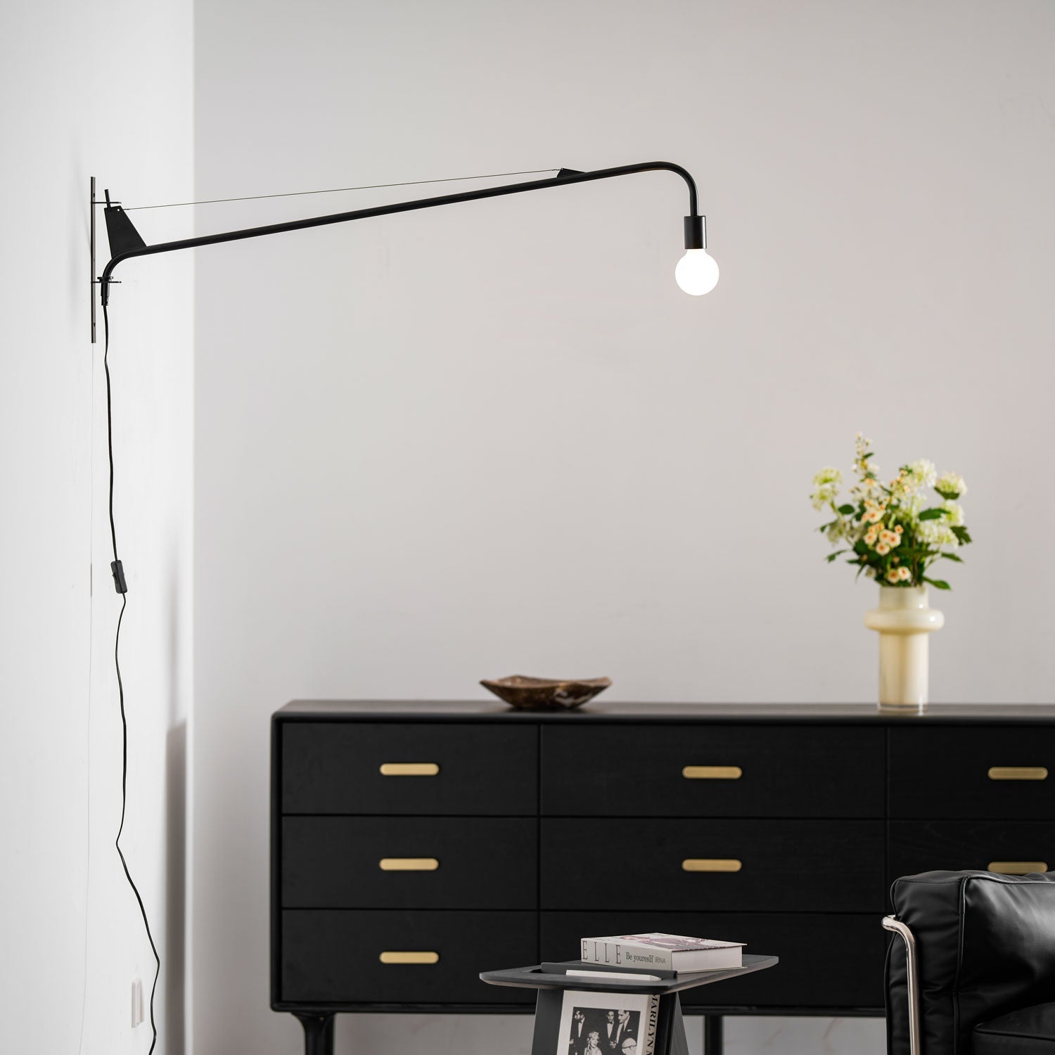 Wall Lamp Iron 43.3 in Adjustable Minimalist Living Room Office Coffee Shop Lighting | Thomler