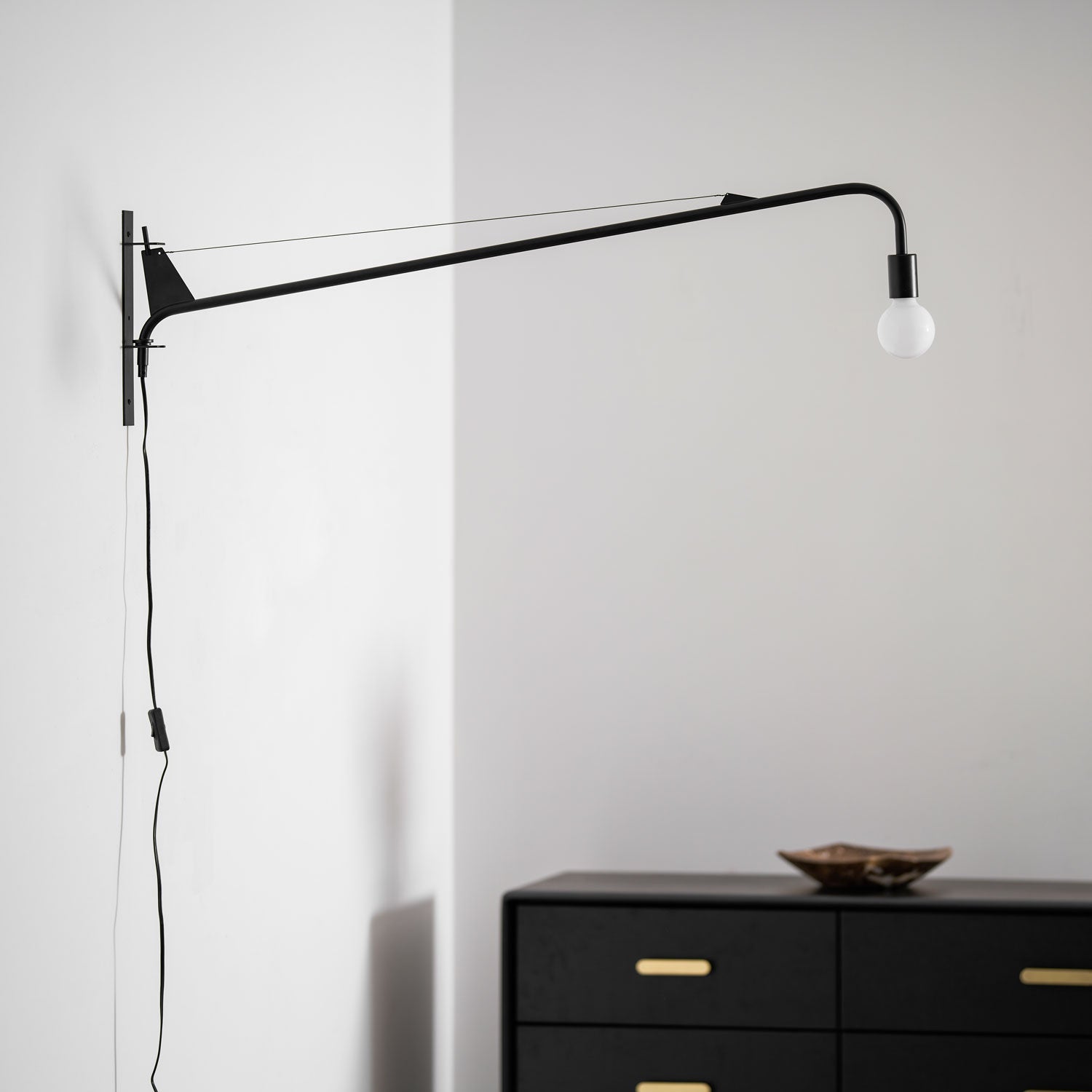 Wall Lamp Iron 43.3 in Adjustable Minimalist Living Room Office Coffee Shop Lighting | Thomler