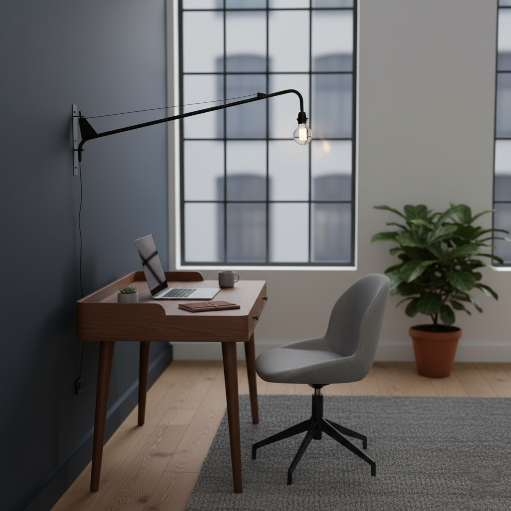 Wall Lamp Iron 43.3 in Adjustable Minimalist Living Room Office Coffee Shop Lighting | Thomler