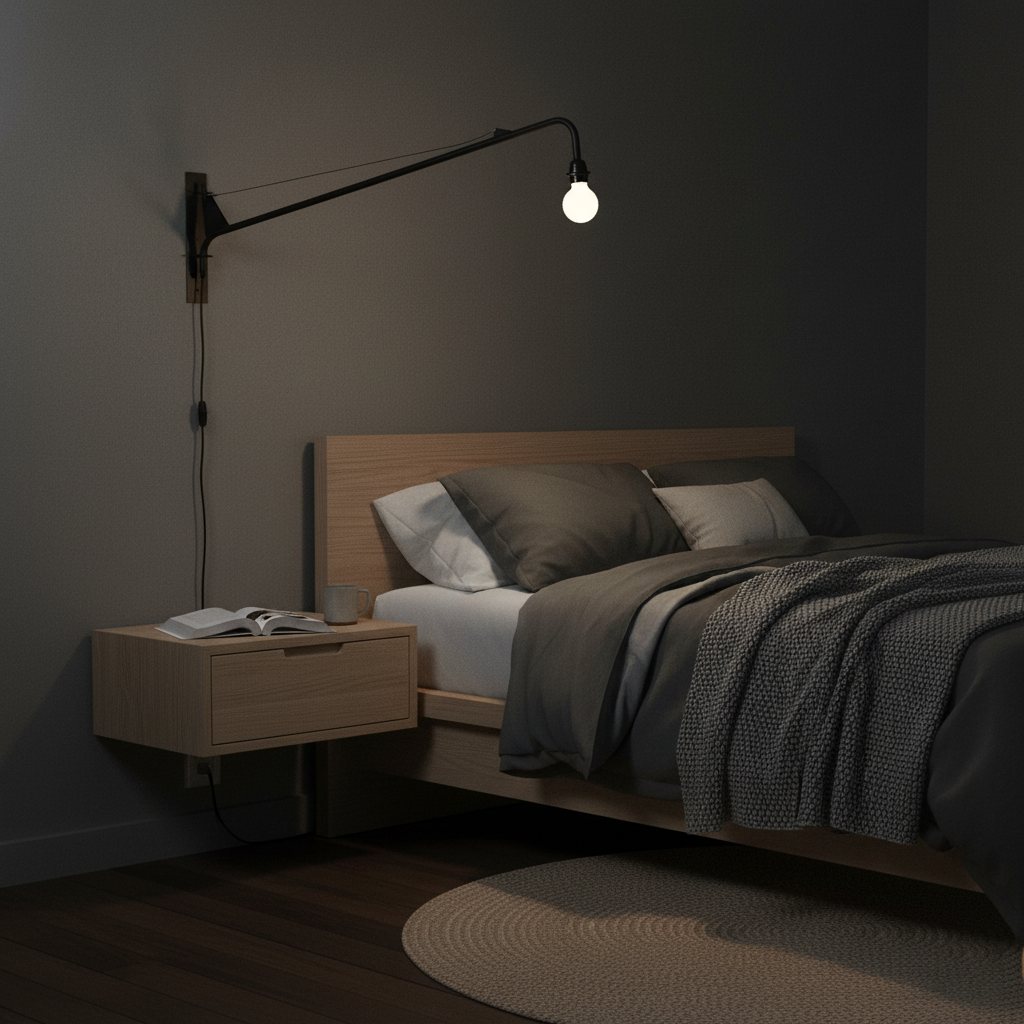 Wall Lamp Iron 43.3 in Adjustable Minimalist Living Room Office Coffee Shop Lighting | Thomler
