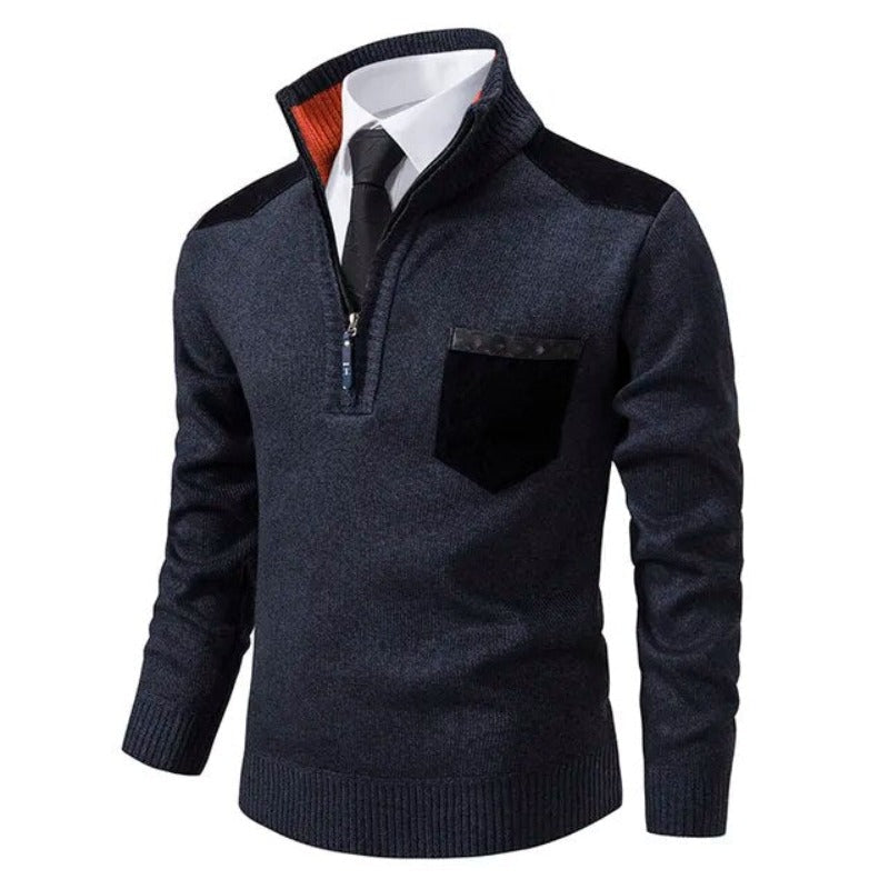 Men's Premium Cashmere Half-Zip Sweater – Soft Knit Winter Pullover with Stand Collar for Business Casual & Weekend Layering | Thomler