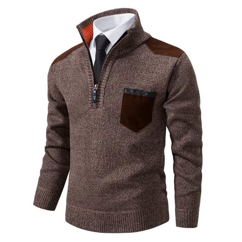 Men's Premium Cashmere Half-Zip Sweater – Soft Knit Winter Pullover with Stand Collar for Business Casual & Weekend Layering | Thomler
