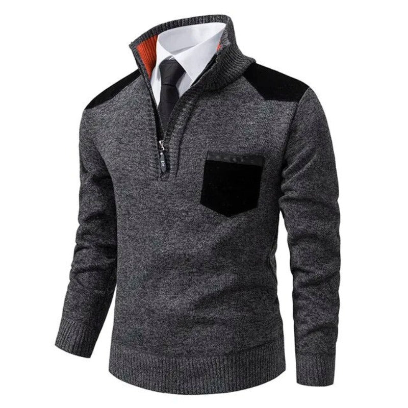Men's Premium Cashmere Half-Zip Sweater – Soft Knit Winter Pullover with Stand Collar for Business Casual & Weekend Layering | Thomler