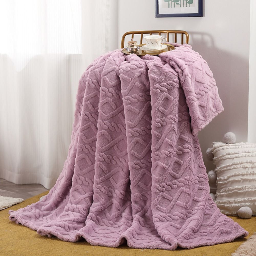 Plush Textured Fleece Throw Blanket – Year-Round Softness for Couch, Bed & Travel – Breathable 3D Knit Design – Perfect for Living Room | Thomler