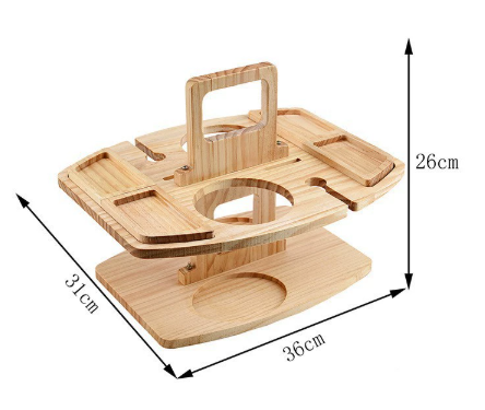 Portable Wooden Wine Table for Picnics – Holds Bottle, Glasses & Snacks for Outdoor Dining, Beach Trips, Garden Parties | Thomler