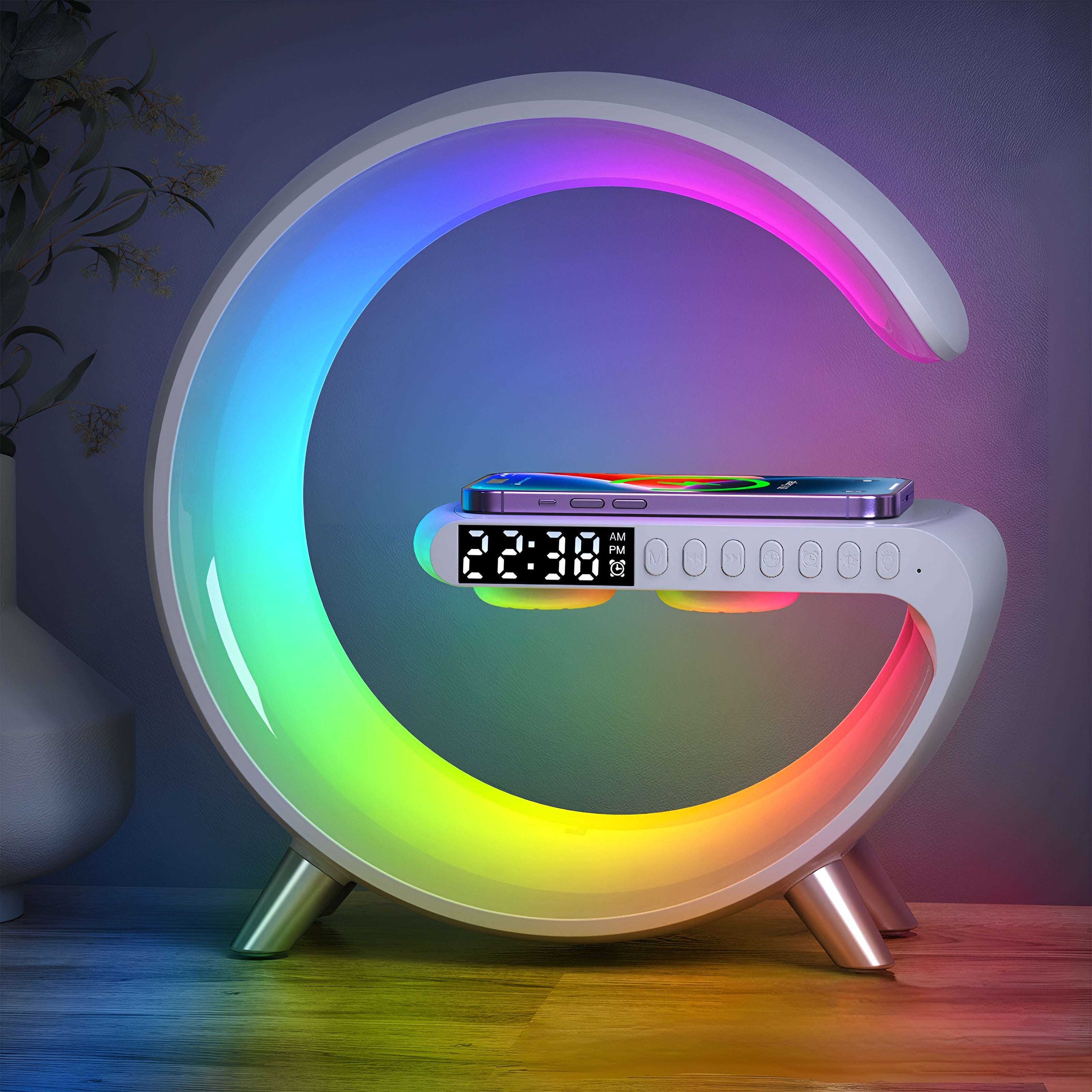 Digital Alarm Clock with Bluetooth Speaker & Wireless Charging Pad for Nightstand | Thomler