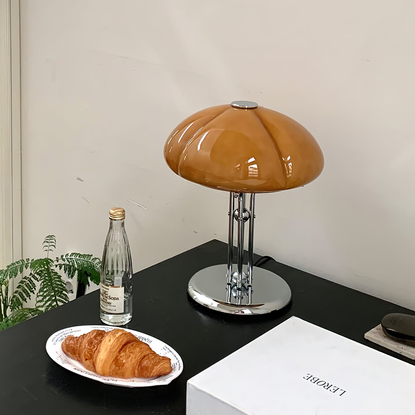 Table Lamp Glass 11.8 in Orange Indoor LED Push Button Switch Ambient Lighting Decorative Accent | Thomler