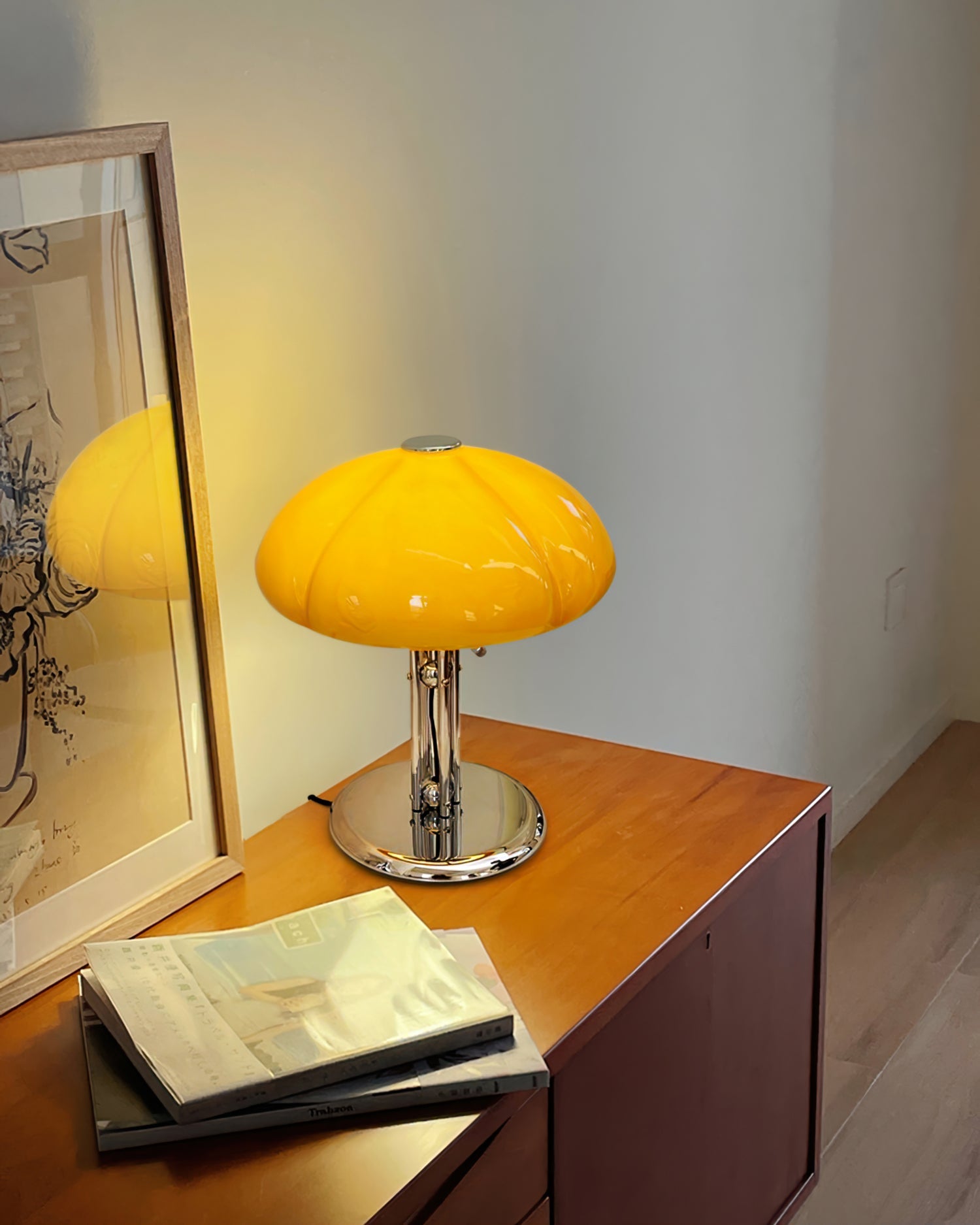 Table Lamp Glass 11.8 in Orange Indoor LED Push Button Switch Ambient Lighting Decorative Accent | Thomler