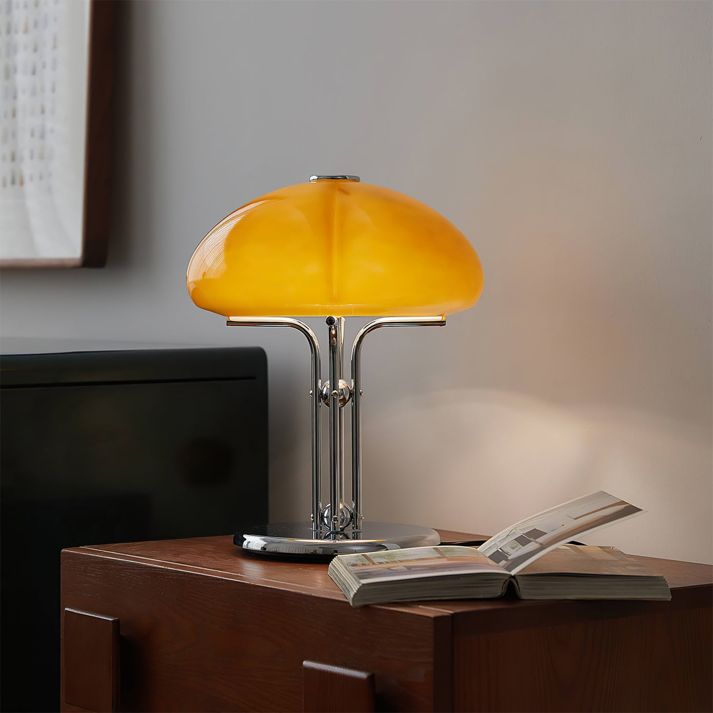 Table Lamp Glass 11.8 in Orange Indoor LED Push Button Switch Ambient Lighting Decorative Accent | Thomler
