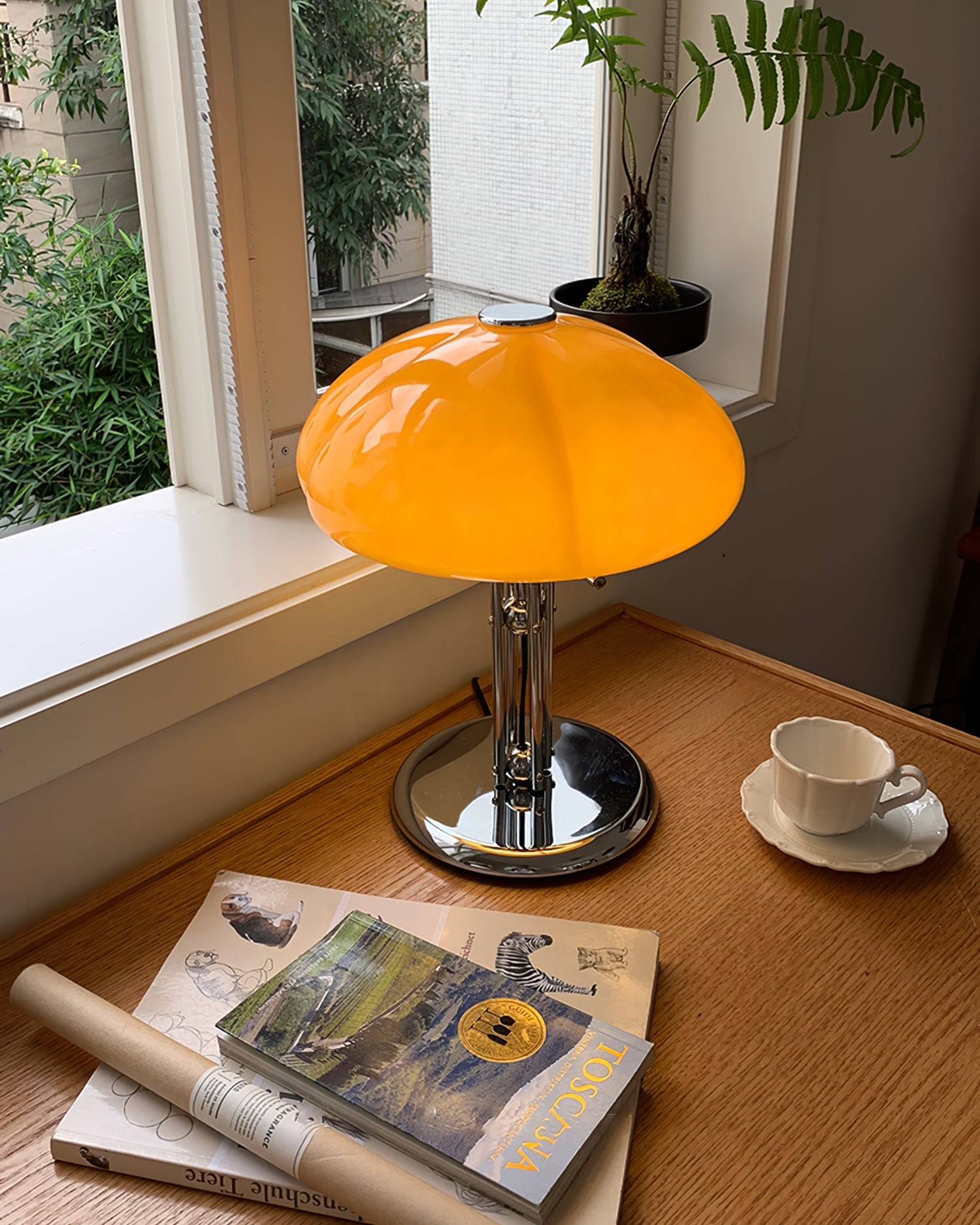 Table Lamp Glass 11.8 in Orange Indoor LED Push Button Switch Ambient Lighting Decorative Accent | Thomler