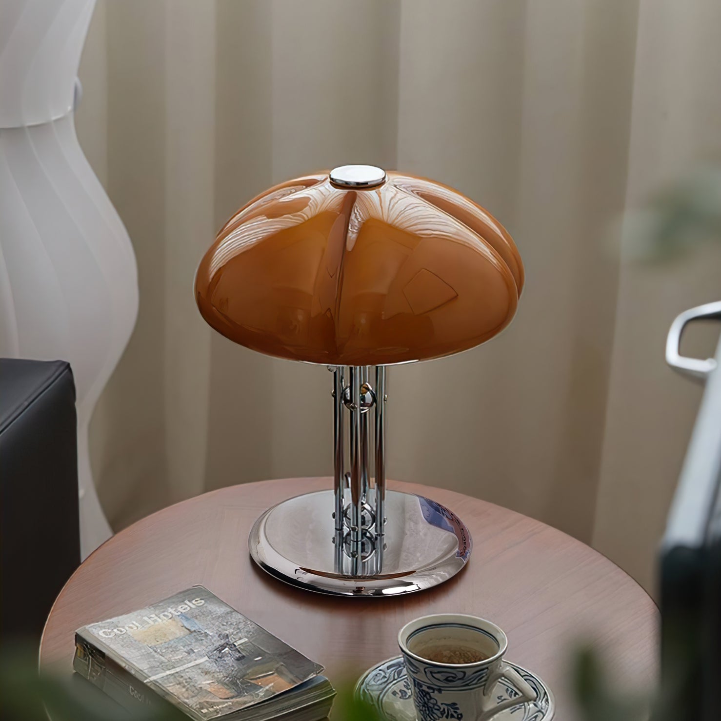 Table Lamp Glass 11.8 in Orange Indoor LED Push Button Switch Ambient Lighting Decorative Accent | Thomler