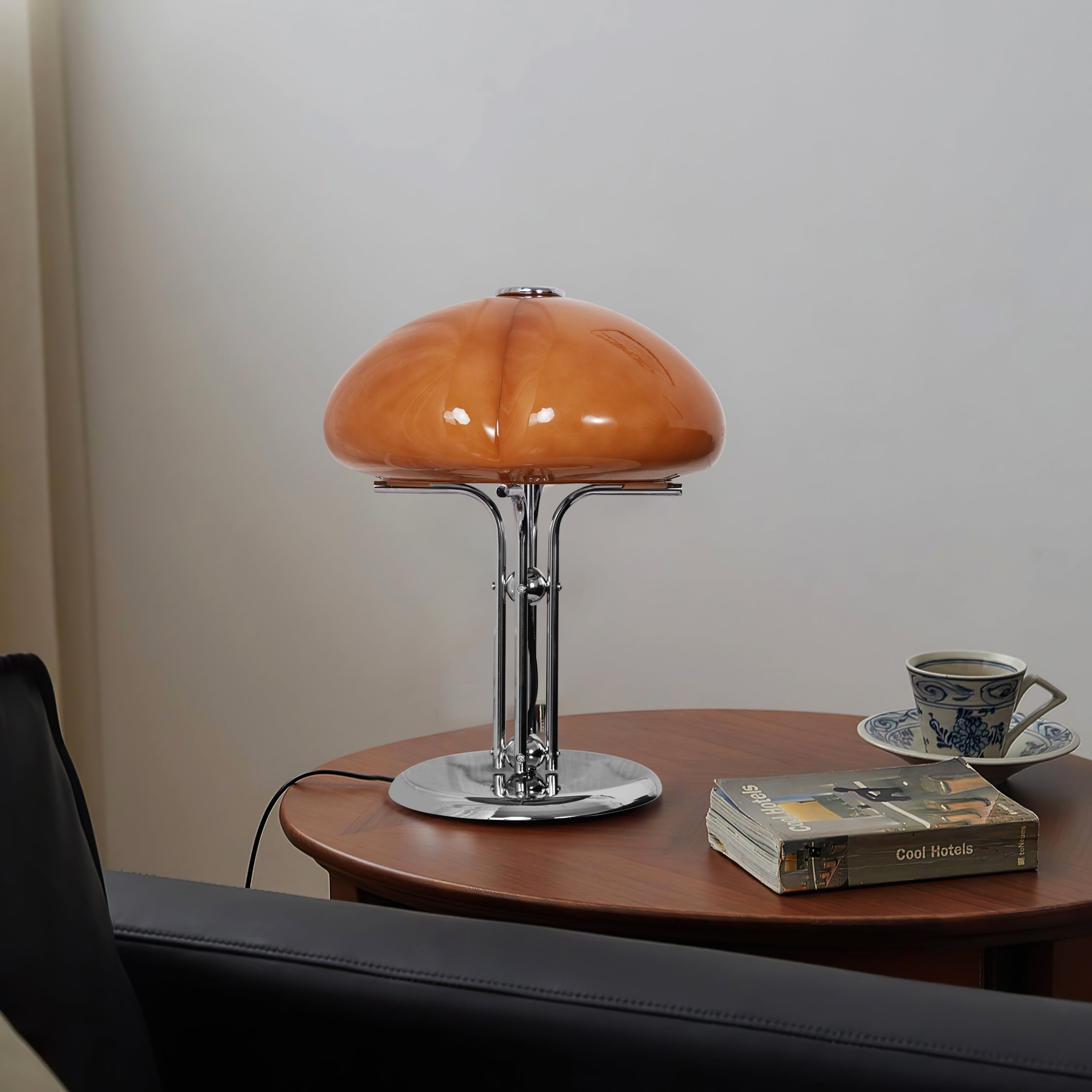 Table Lamp Glass 11.8 in Orange Indoor LED Push Button Switch Ambient Lighting Decorative Accent | Thomler