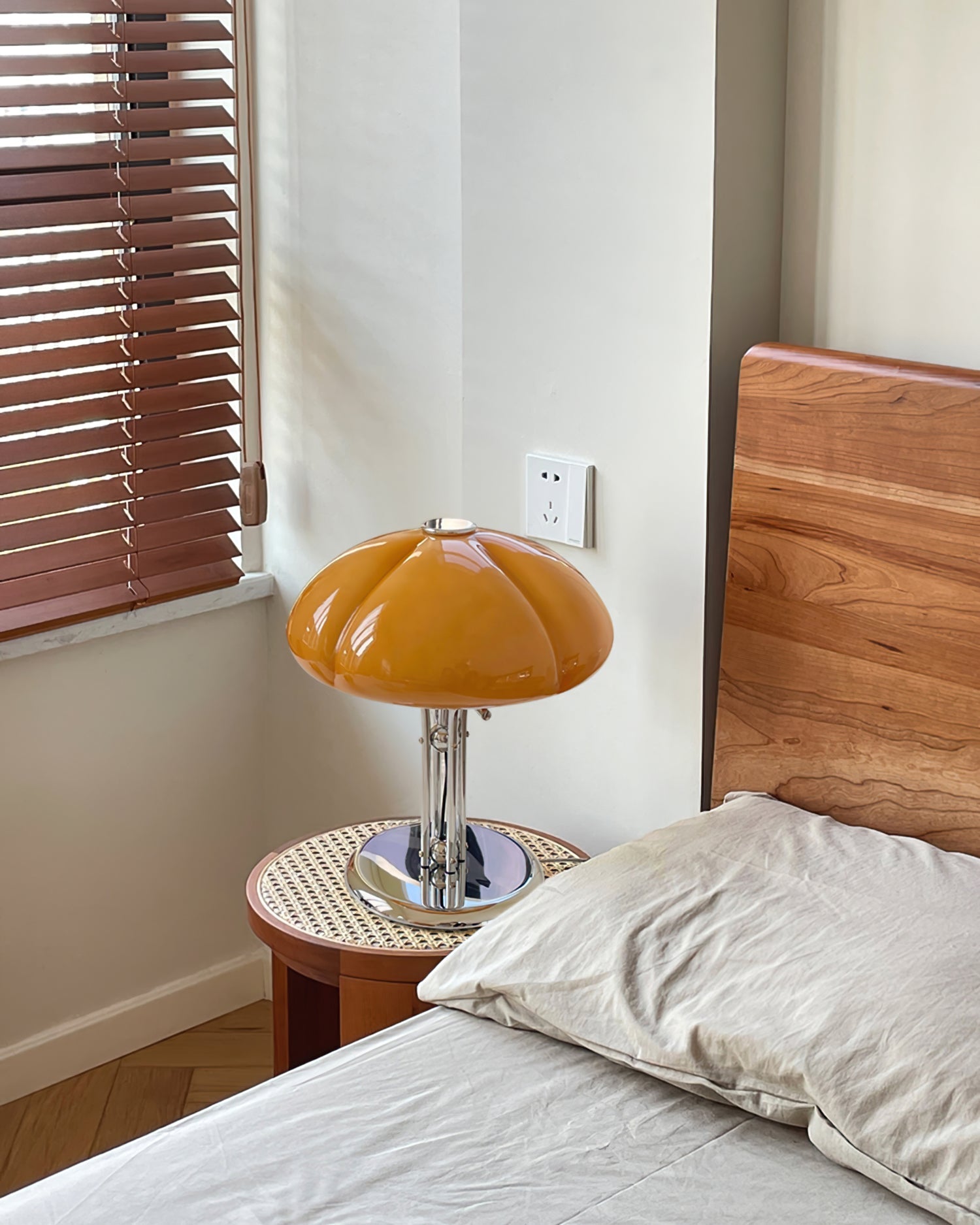Table Lamp Glass 11.8 in Orange Indoor LED Push Button Switch Ambient Lighting Decorative Accent | Thomler