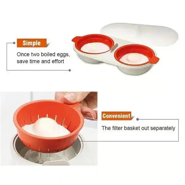 Microwave Egg Cooker Poacher for Quick Breakfast, Portable Silicone Egg Steamer Pod for Hard Boiled Soft Cooked Eggs at Home Work Travel | Thomler