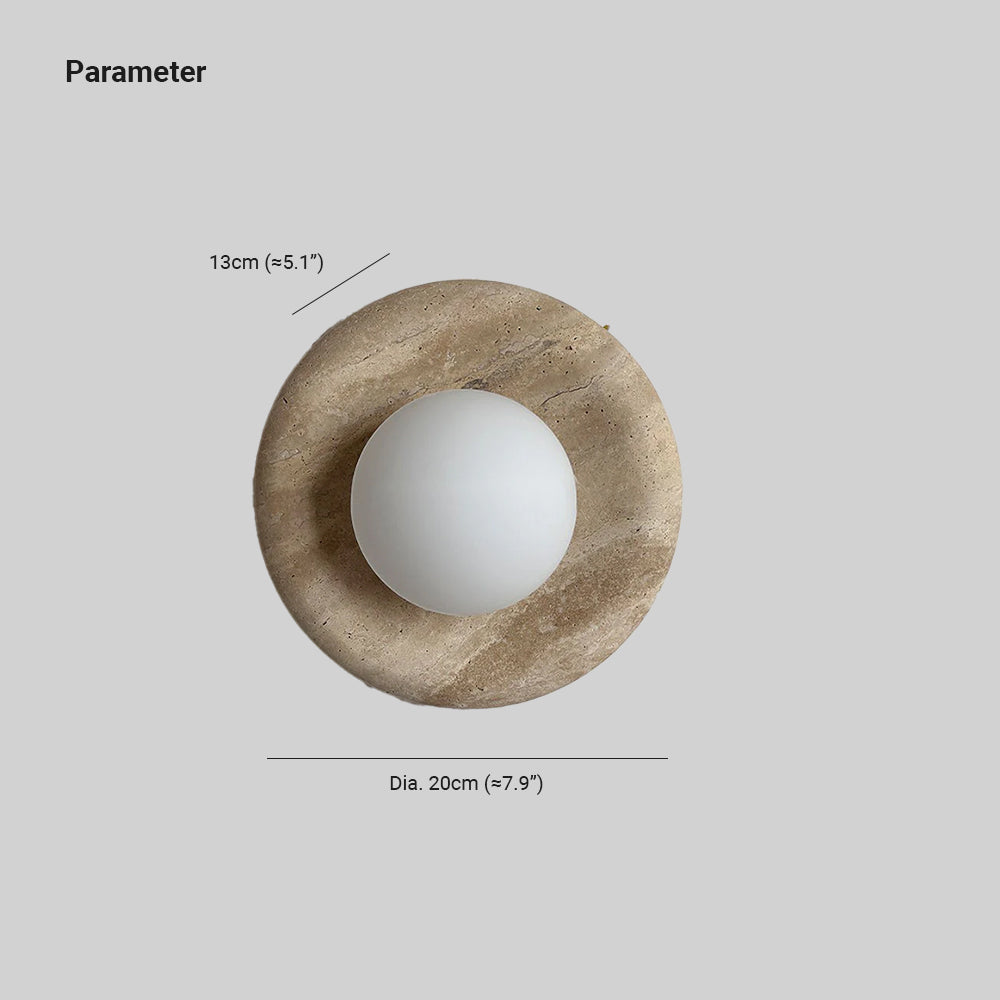 Round Glass Wall Sconce with Curved Marble Backplate for Living Room, Bedroom & Hallway – Hardwired Modern Indoor Light Fixture | Thomler