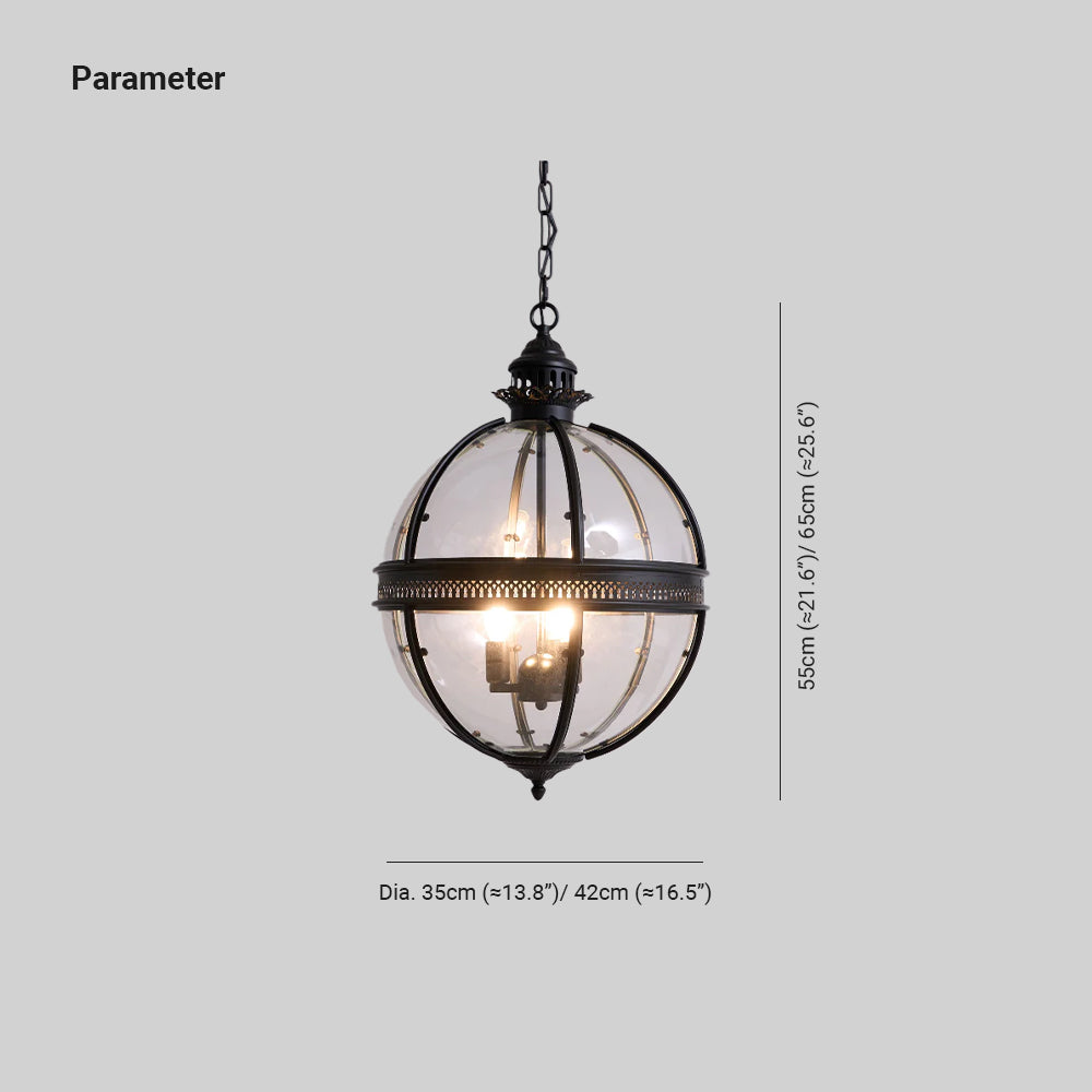 Pendant Light Glass Globe E12 Metal Frame Vintage Indoor Dining Room Hanging Ceiling Fixture | Thomler