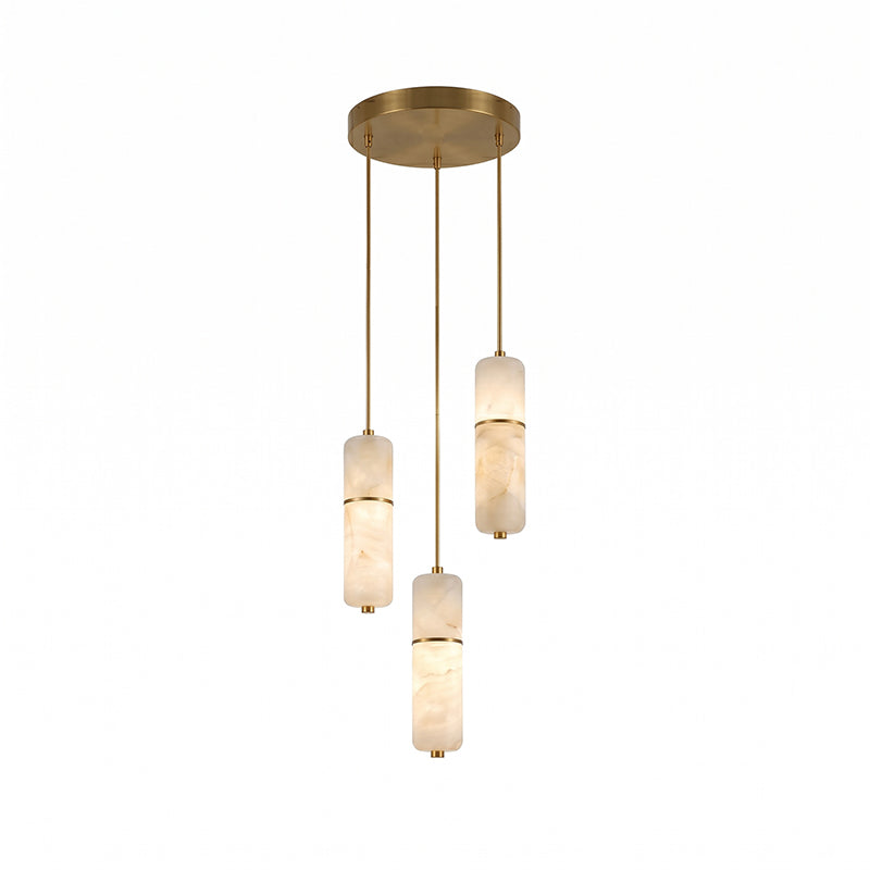 Alabaster Cluster Chandelier with Brass Accents & Integrated LED - Multiple Drop Configurations for High Ceilings, Dining Rooms & Foyers | Thomler