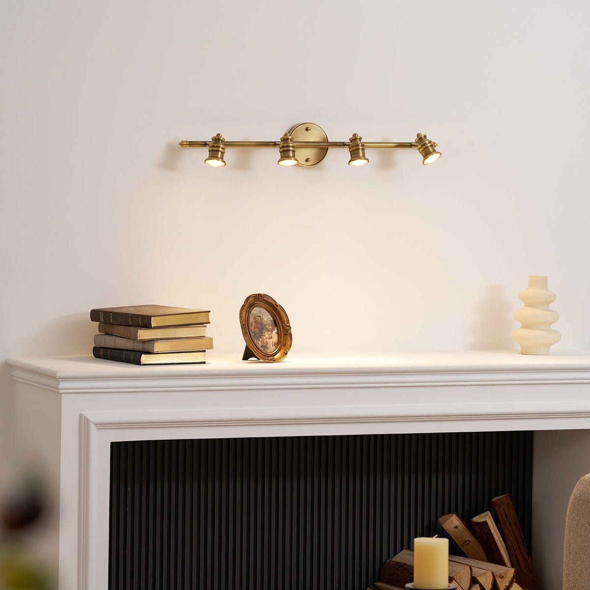 Adjustable Brass Track Wall Light – Multi-Spot Indoor Sconce for Picture Gallery, Kitchen Counter & Bath | Thomler