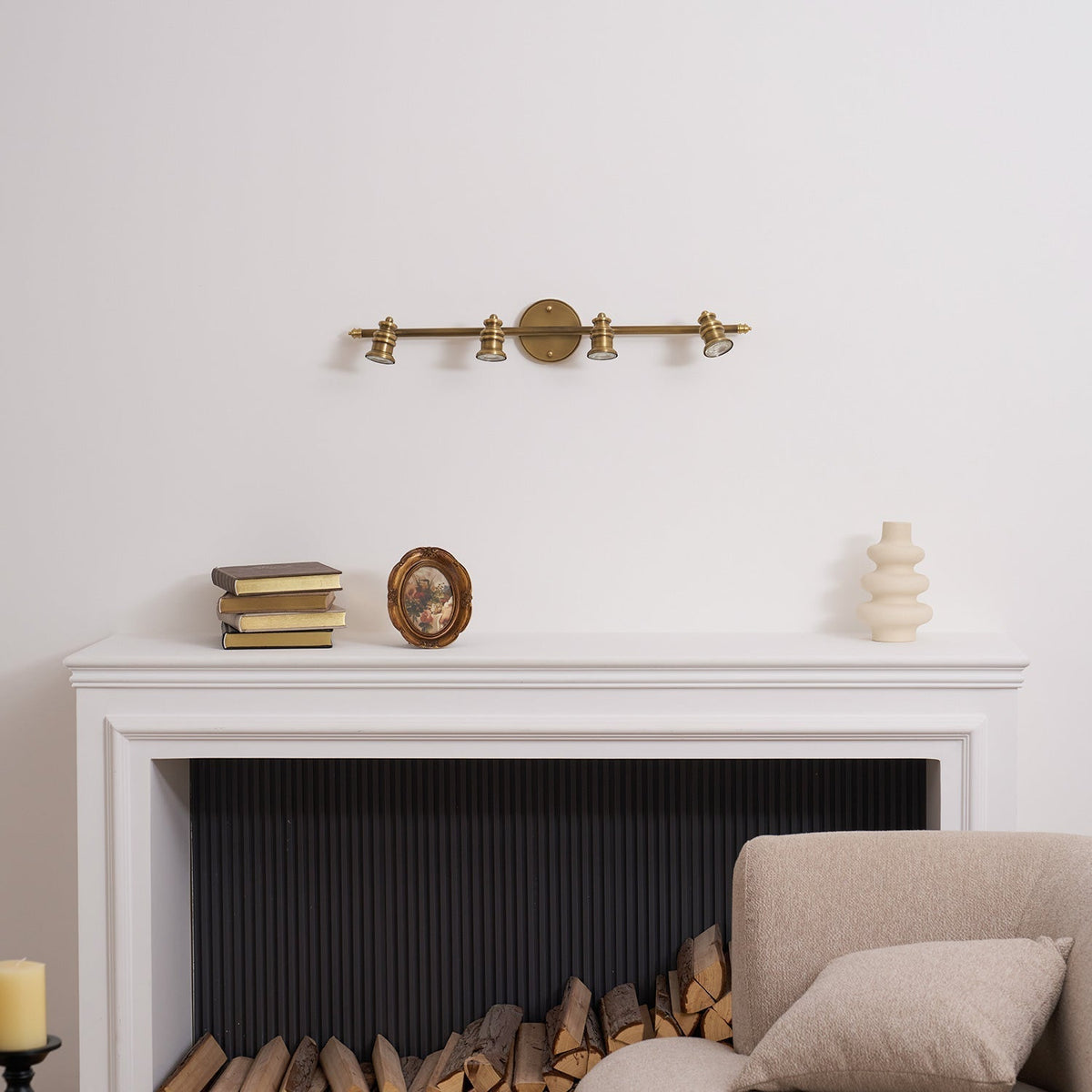 Adjustable Brass Track Wall Light – Multi-Spot Indoor Sconce for Picture Gallery, Kitchen Counter & Bath | Thomler
