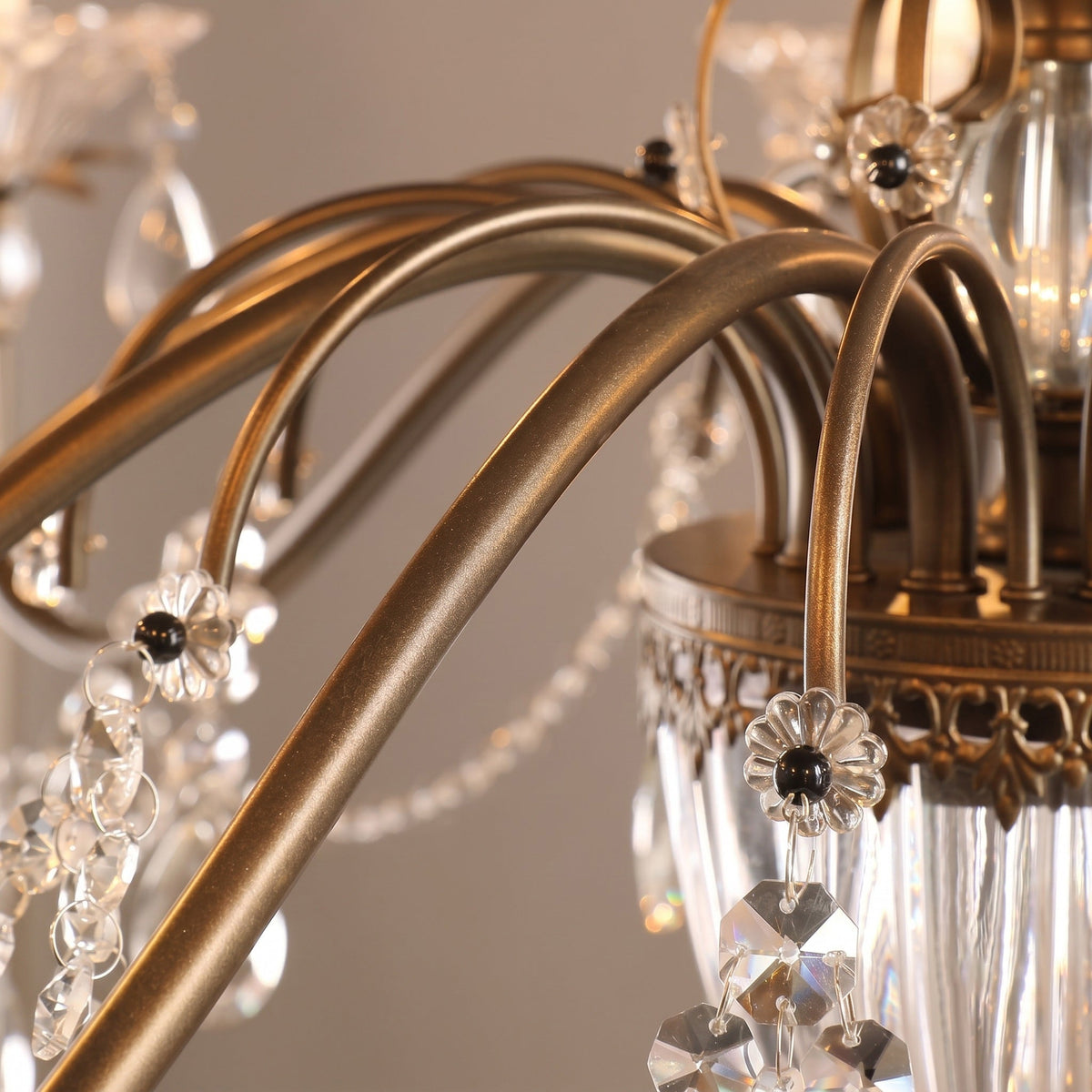 Classic Glass Globe Ceiling Fixture with Hanging Crystals – Multi-Light Dining Room Lighting in Warm Bronze Finish for Foyer, Living Room | Thomler