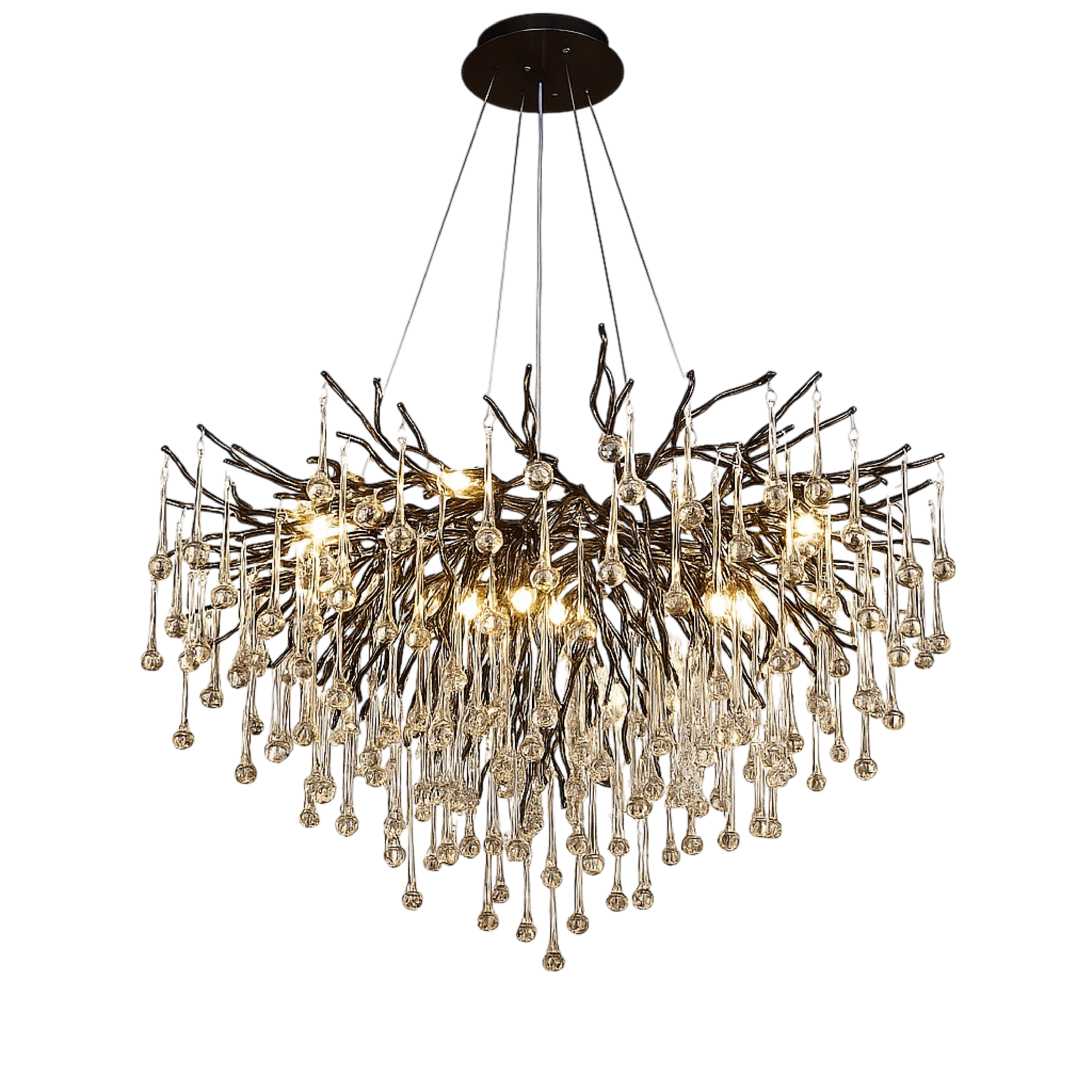 Pendant Light Aluminium Crystal Ø60–120 cm Adjustable Black Dining Room Living Room Luxury LED Hanging Chandelier | Thomler