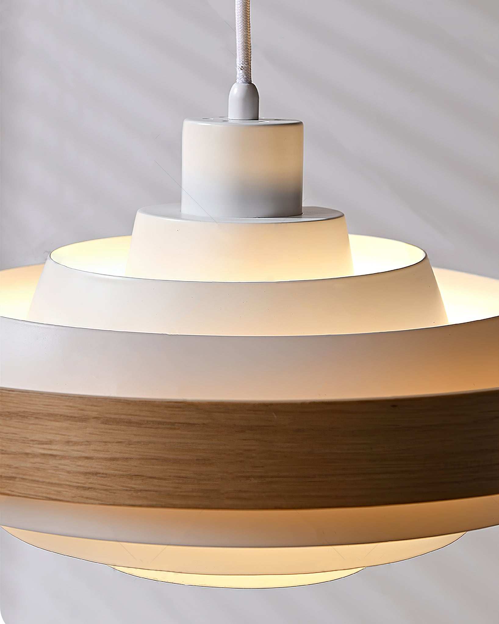 Pendant Light Metal Wood 15.7 in Adjustable Dining Room Kitchen Island Hanging Lamp Black Walnut White | Thomler