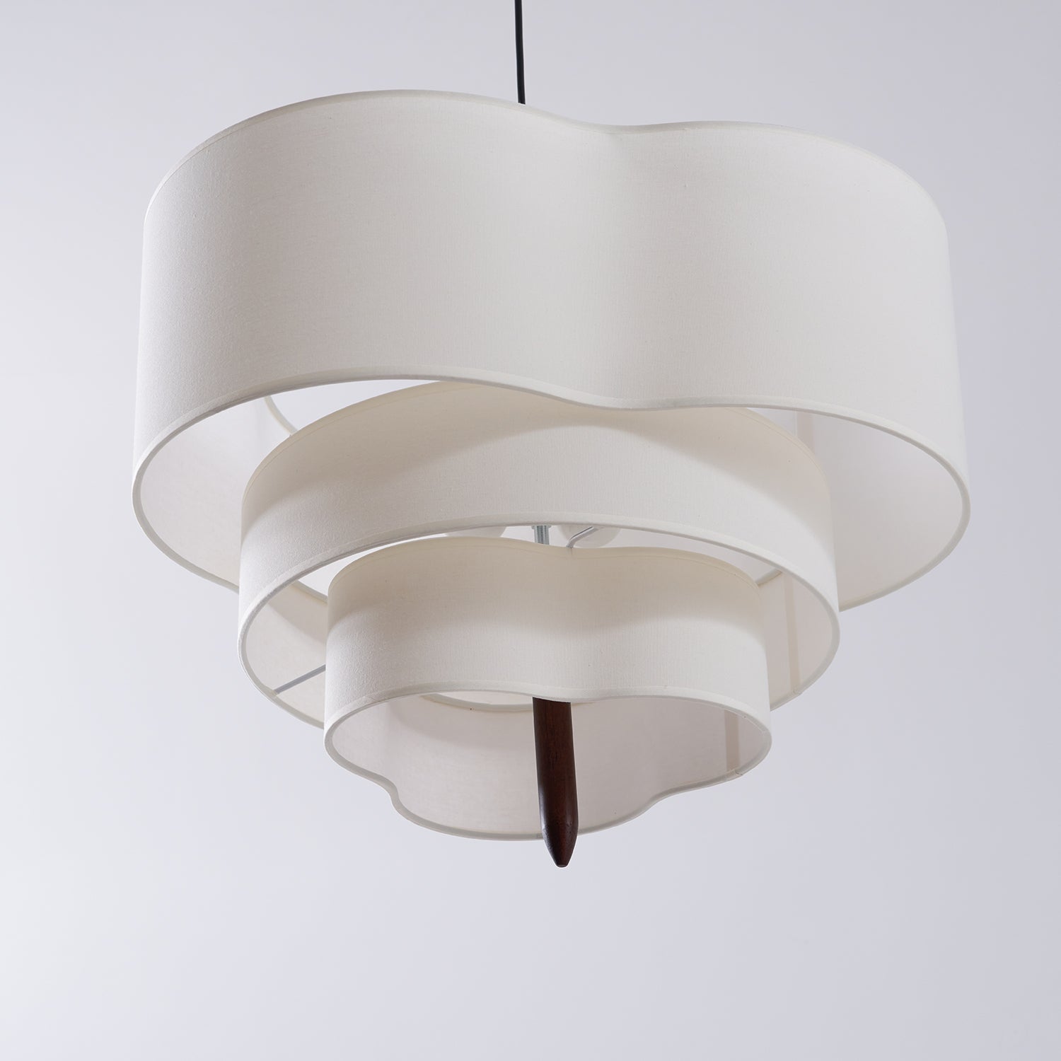 Pendant Light Fabric 17.7 in 3-Head Walnut Dining Room Ceiling Lamp Adjustable Height Modern Lighting Fixture | Thomler