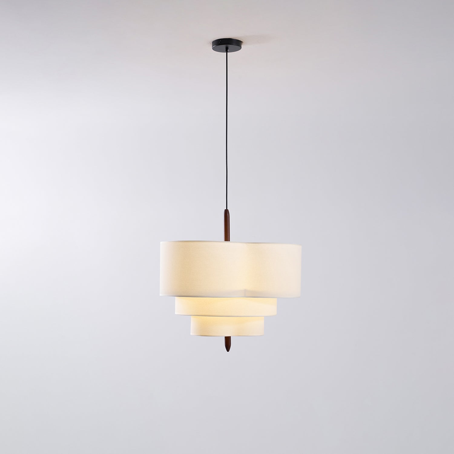 Pendant Light Fabric 17.7 in 3-Head Walnut Dining Room Ceiling Lamp Adjustable Height Modern Lighting Fixture | Thomler