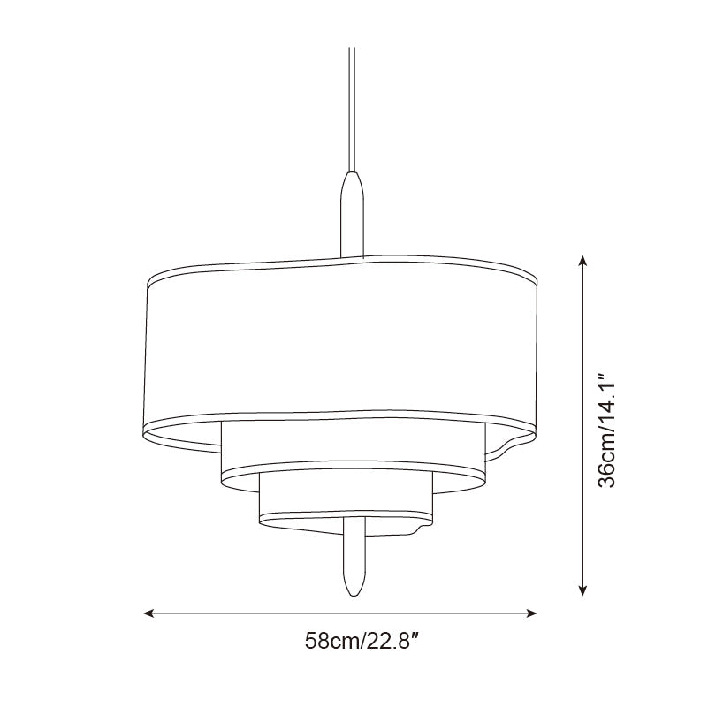 Pendant Light Fabric 17.7 in 3-Head Walnut Dining Room Ceiling Lamp Adjustable Height Modern Lighting Fixture | Thomler