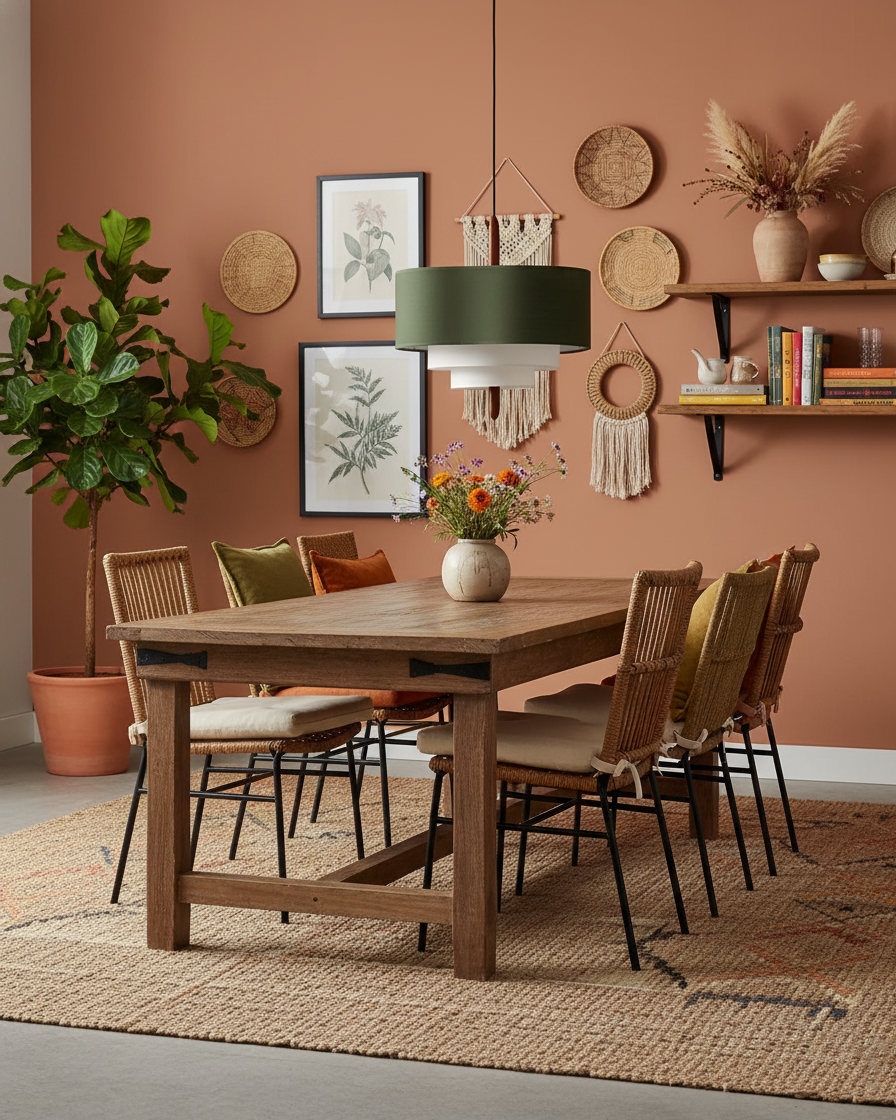 Pendant Light Fabric 17.7 in 3-Head Walnut Dining Room Ceiling Lamp Adjustable Height Modern Lighting Fixture | Thomler
