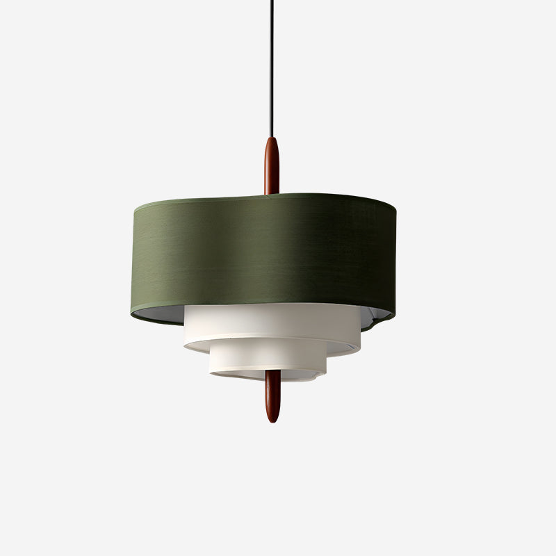 Pendant Light Fabric 17.7 in 3-Head Walnut Dining Room Ceiling Lamp Adjustable Height Modern Lighting Fixture | Thomler