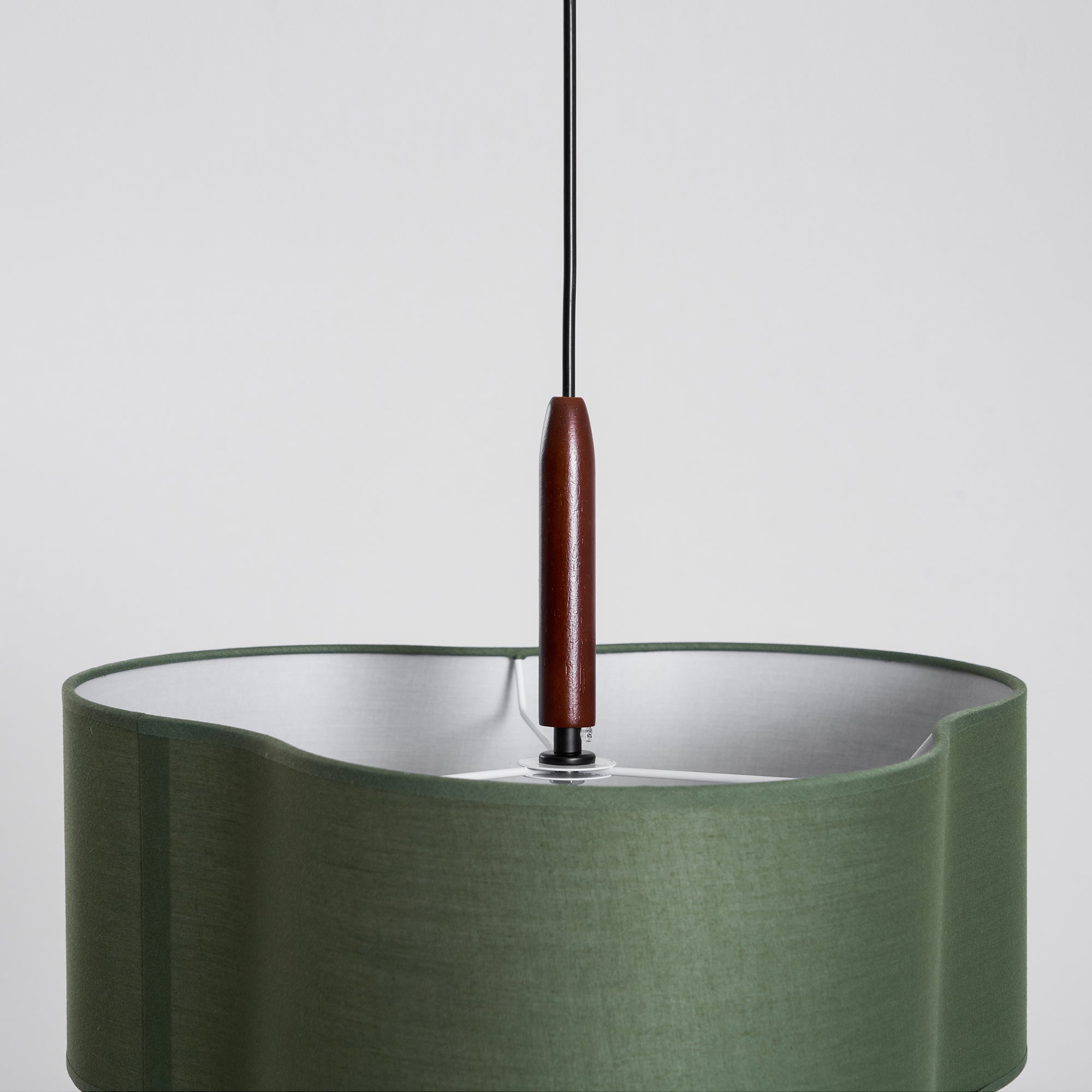 Pendant Light Fabric 17.7 in 3-Head Walnut Dining Room Ceiling Lamp Adjustable Height Modern Lighting Fixture | Thomler