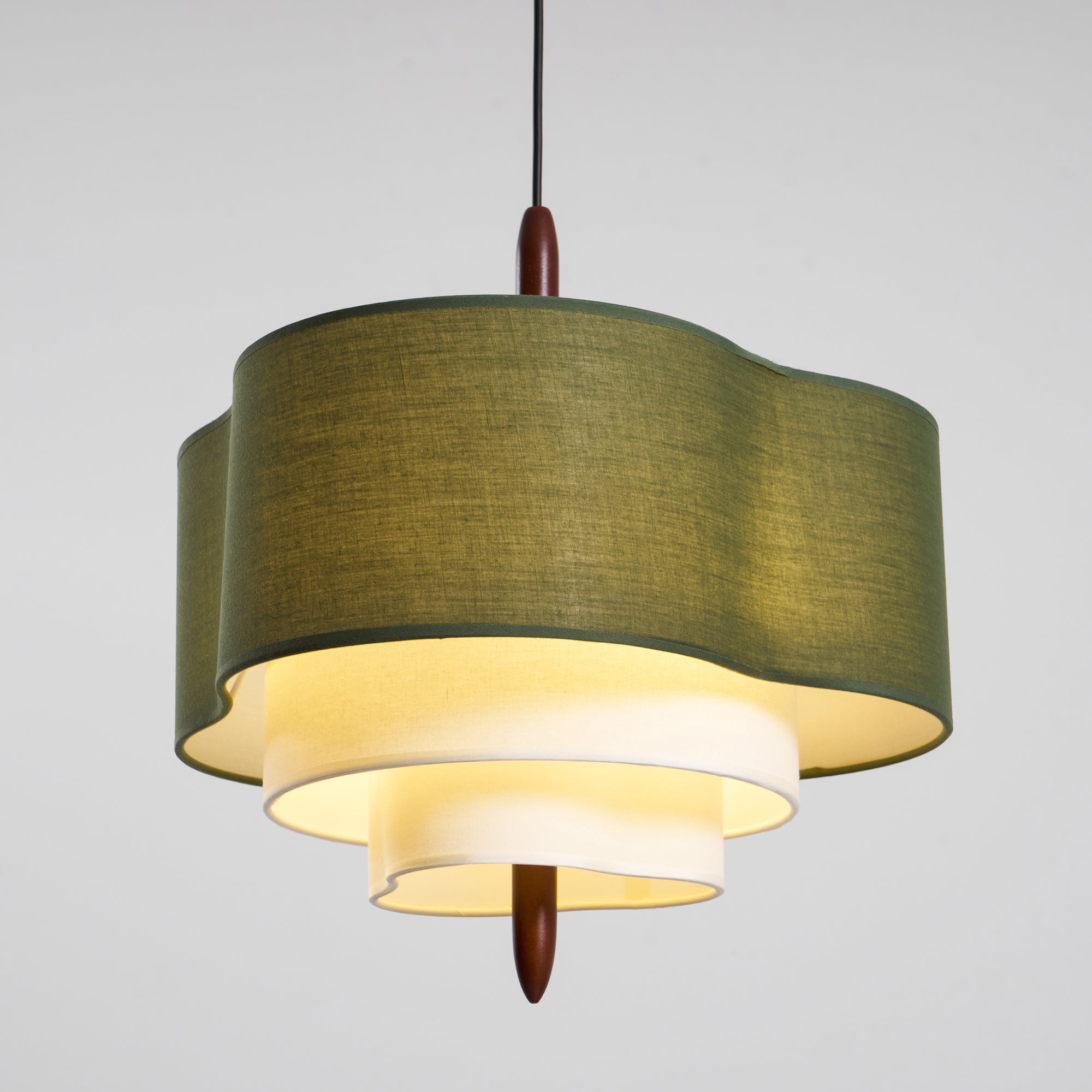 Pendant Light Fabric 17.7 in 3-Head Walnut Dining Room Ceiling Lamp Adjustable Height Modern Lighting Fixture | Thomler