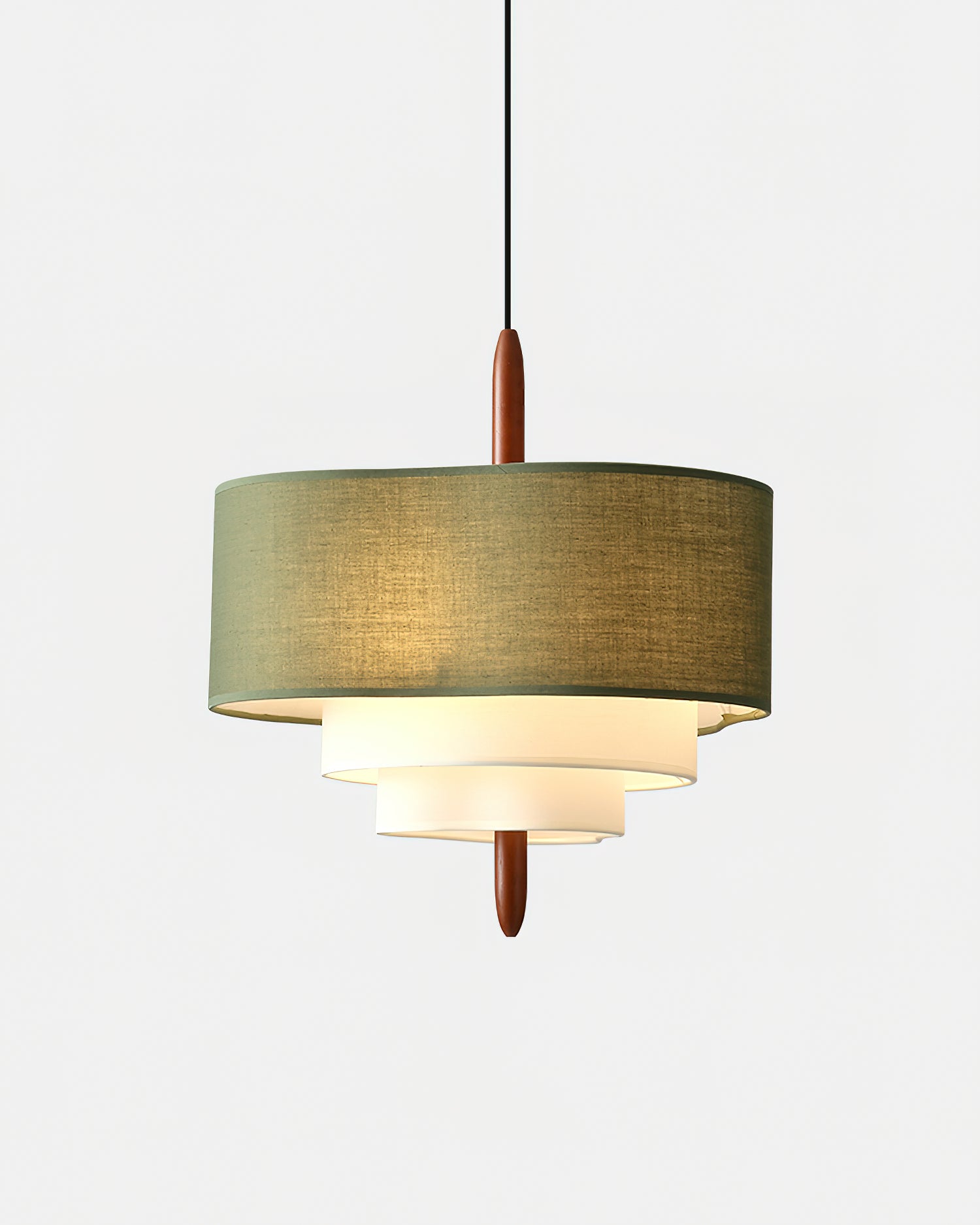 Pendant Light Fabric 17.7 in 3-Head Walnut Dining Room Ceiling Lamp Adjustable Height Modern Lighting Fixture | Thomler