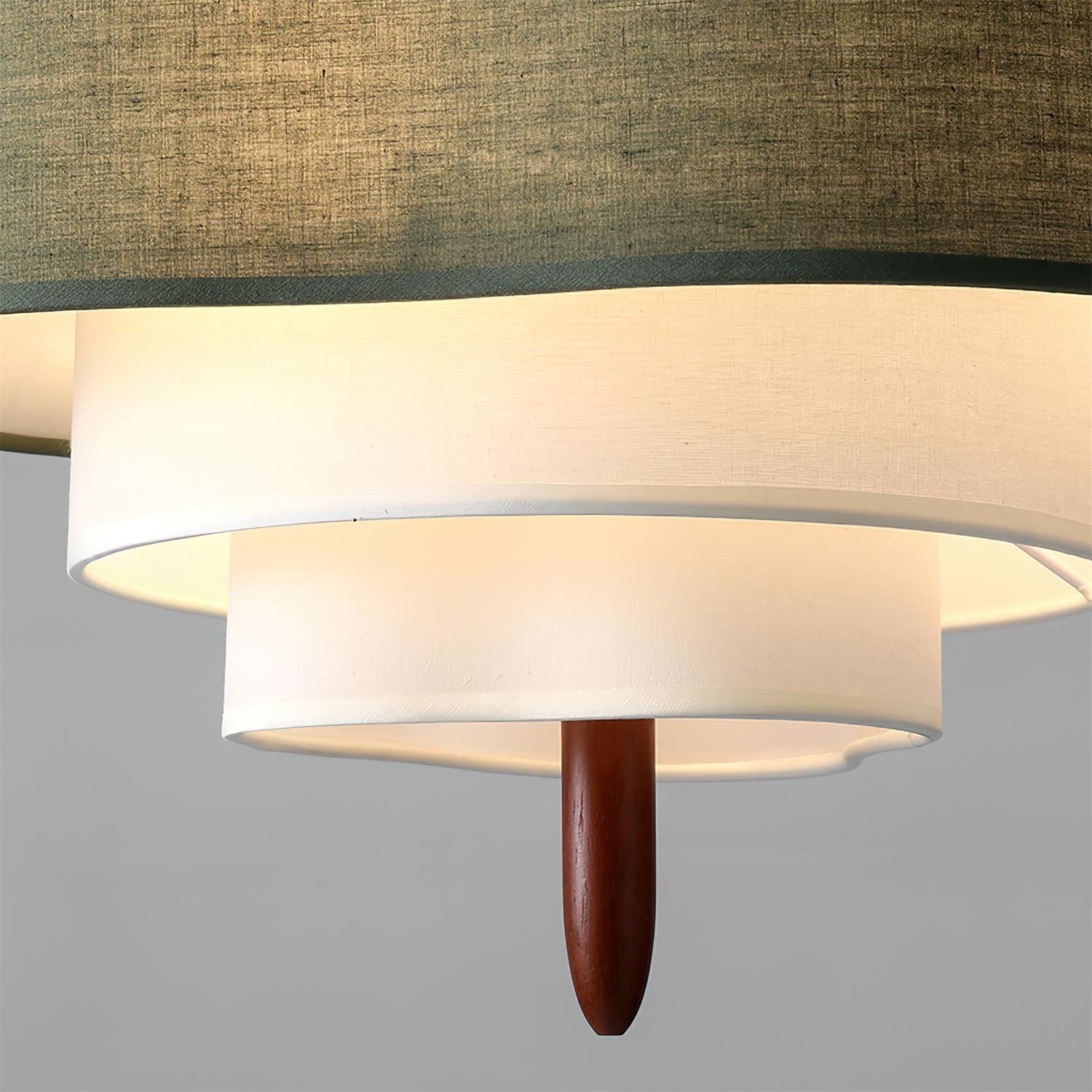 Pendant Light Fabric 17.7 in 3-Head Walnut Dining Room Ceiling Lamp Adjustable Height Modern Lighting Fixture | Thomler