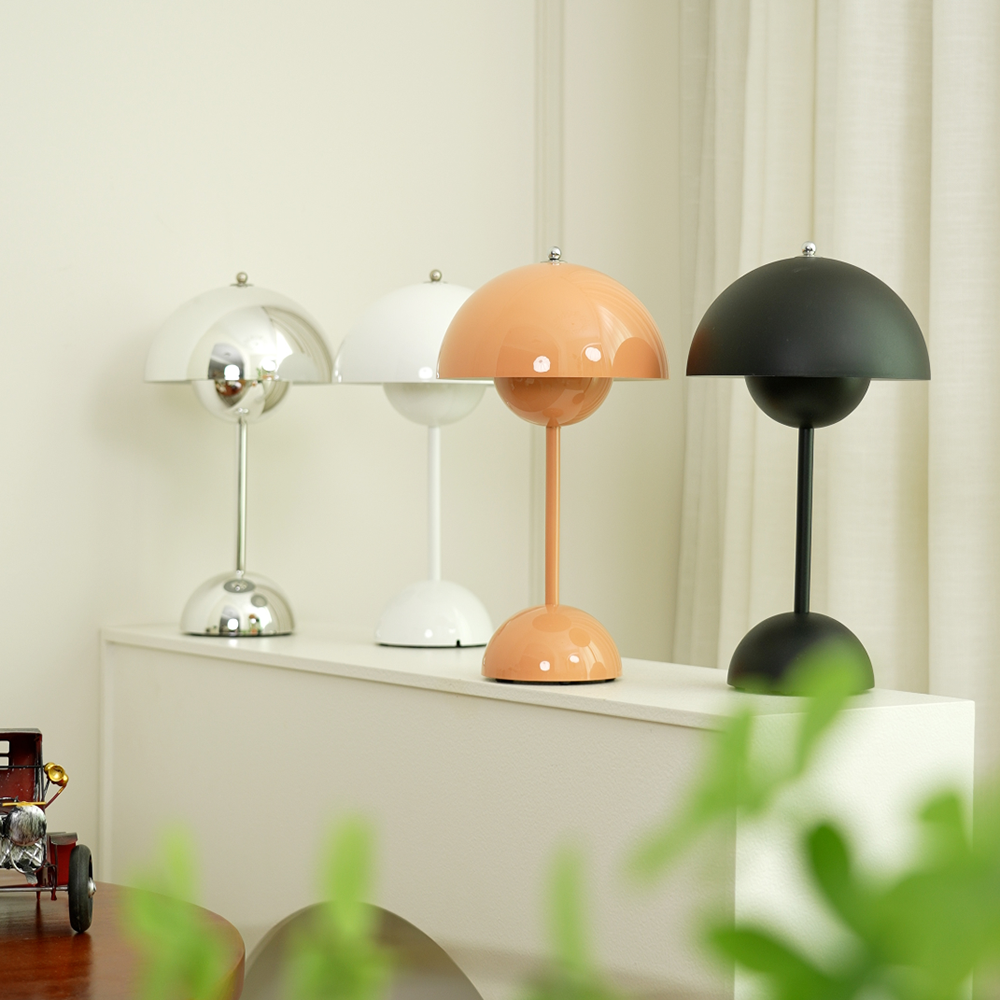 Desk Lamp Metal 6.3 in Rechargeable Tri-Color Small Table Light | Thomler
