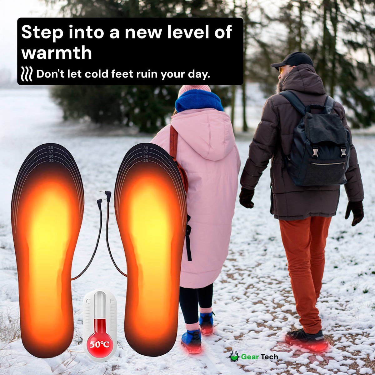 Rechargeable Heated Insoles – USB Battery-Powered Thermal Shoe Inserts for Winter, Skiing, Hiking & Outdoor Work | Thomler
